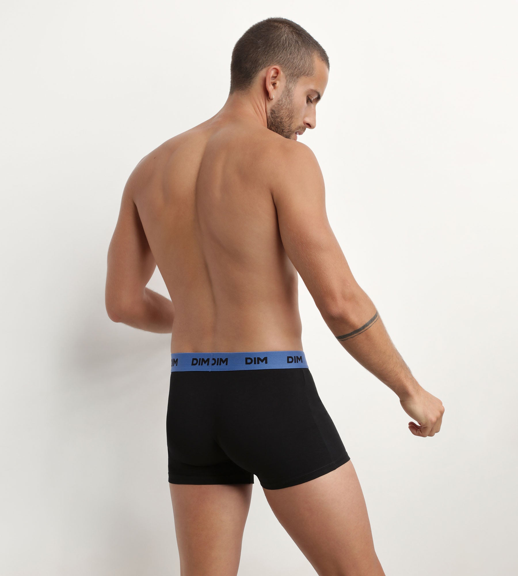 DIM Pack of 3 black men's boxers with coloured waistband Mimosa Purple Mix & colours