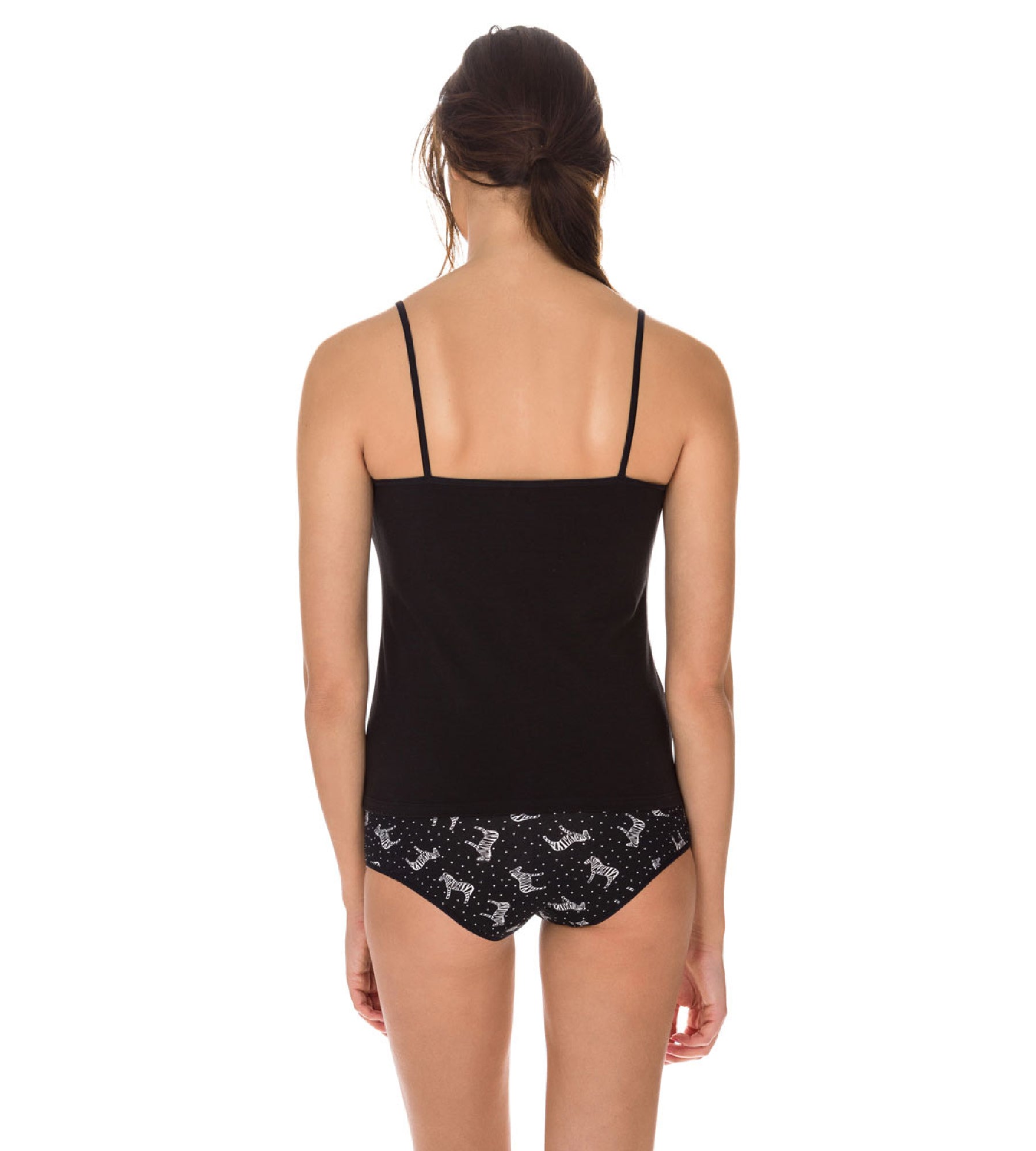 DIM Pack of 2 Les Pockets Coton camisoles in black and white
