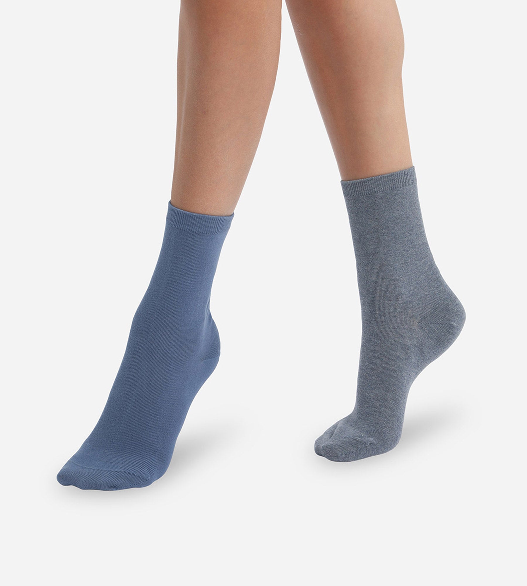 DIM Pack of 2 pairs of Cashmere Blue Grey Basic Cotton Women's Socks