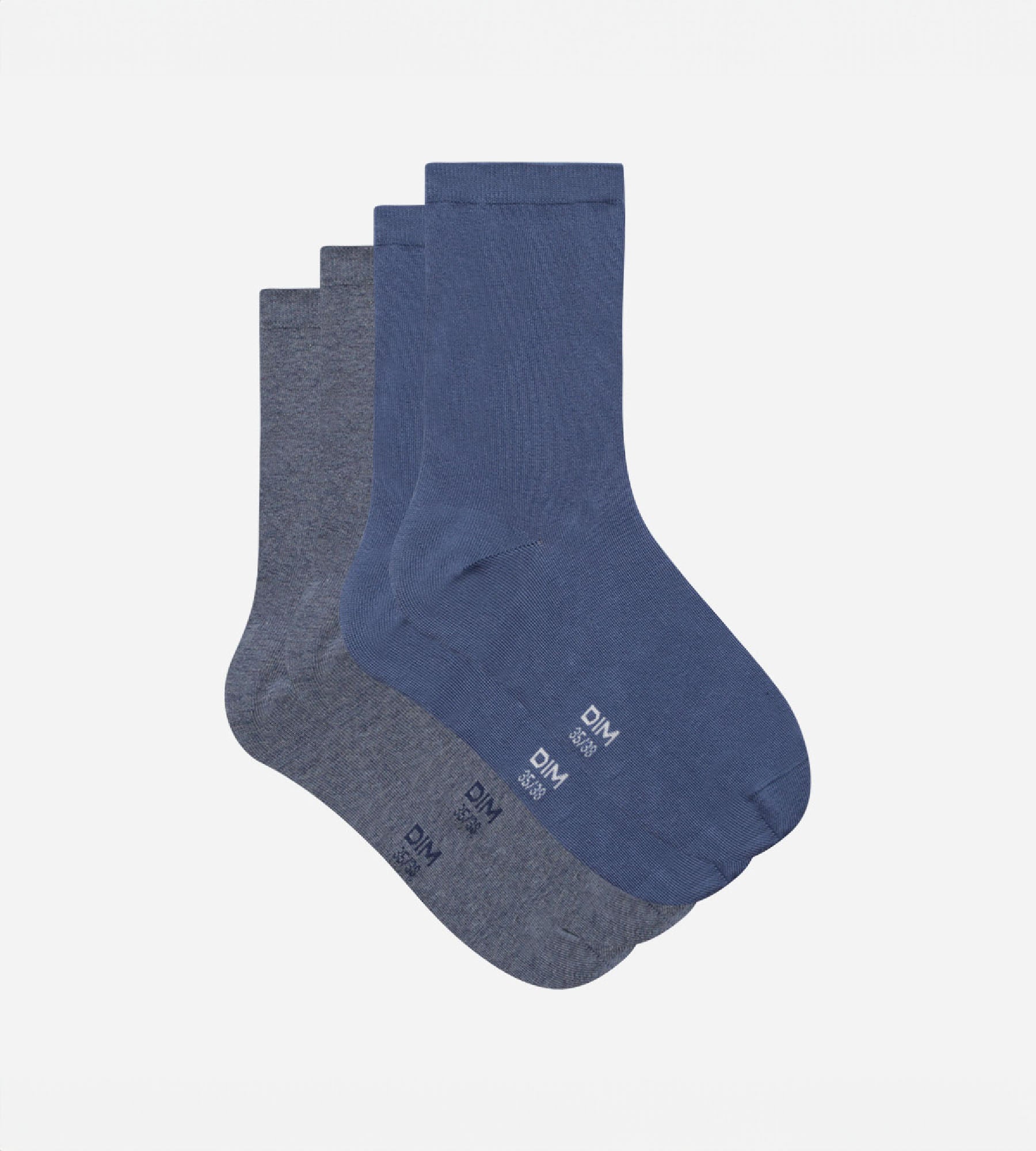 DIM Pack of 2 pairs of Cashmere Blue Grey Basic Cotton Women's Socks