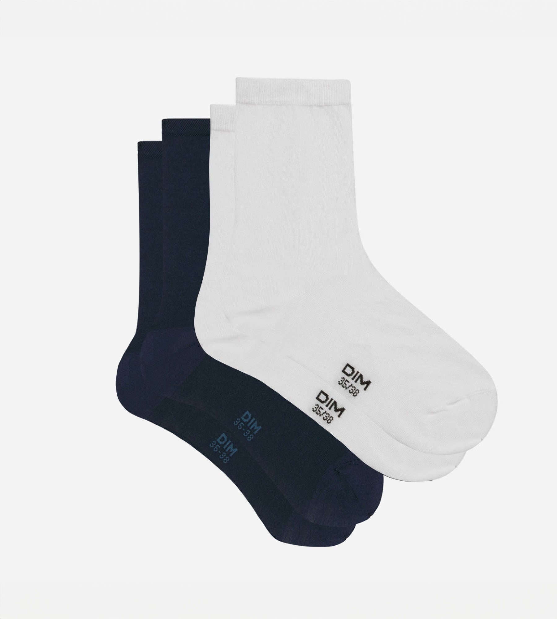 DIM Pack of 2 pairs of Cashmere Blue Grey Basic Cotton Women's Socks