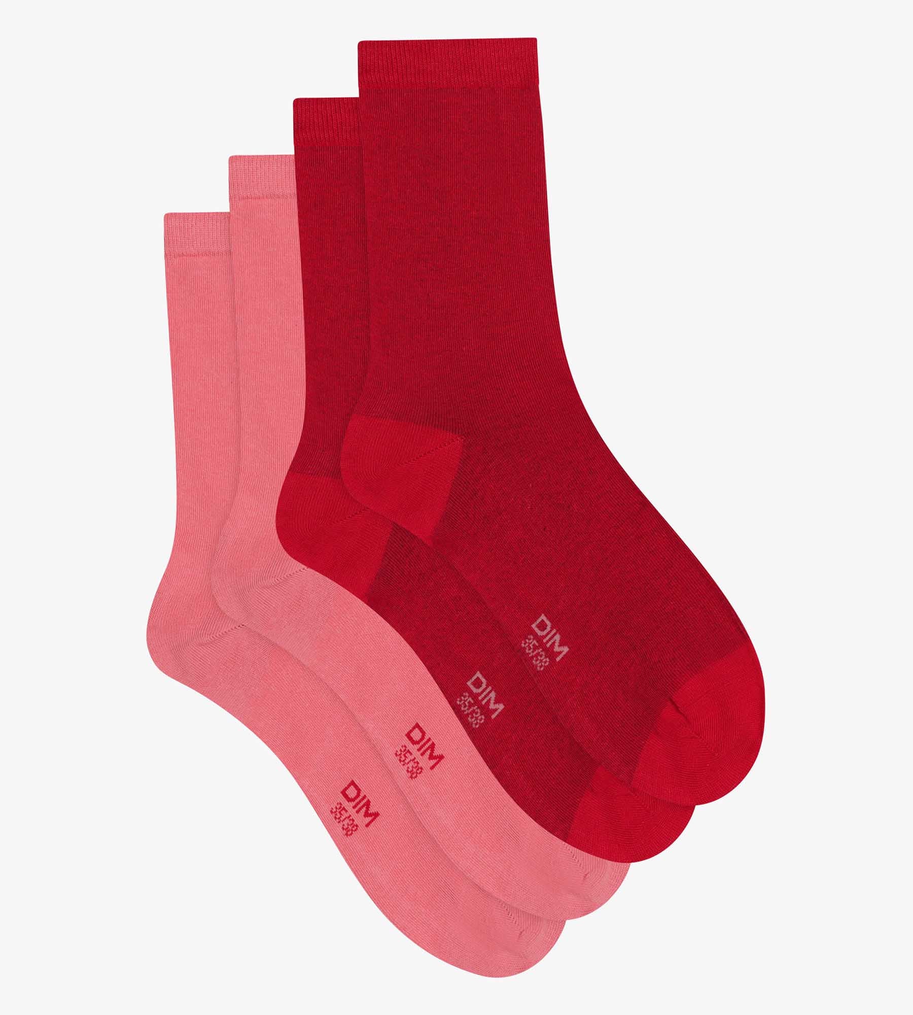 DIM Pack of 2 pairs of women's pink cotton knee socks Dim