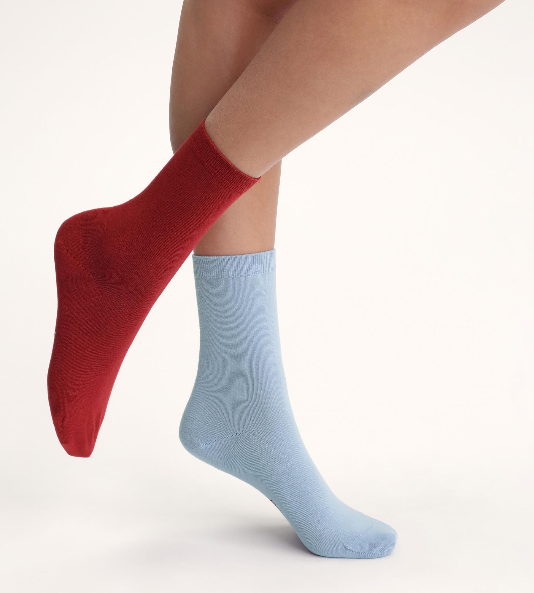 DIM Pack of 2 pairs of women's socks Red Blue Cotton