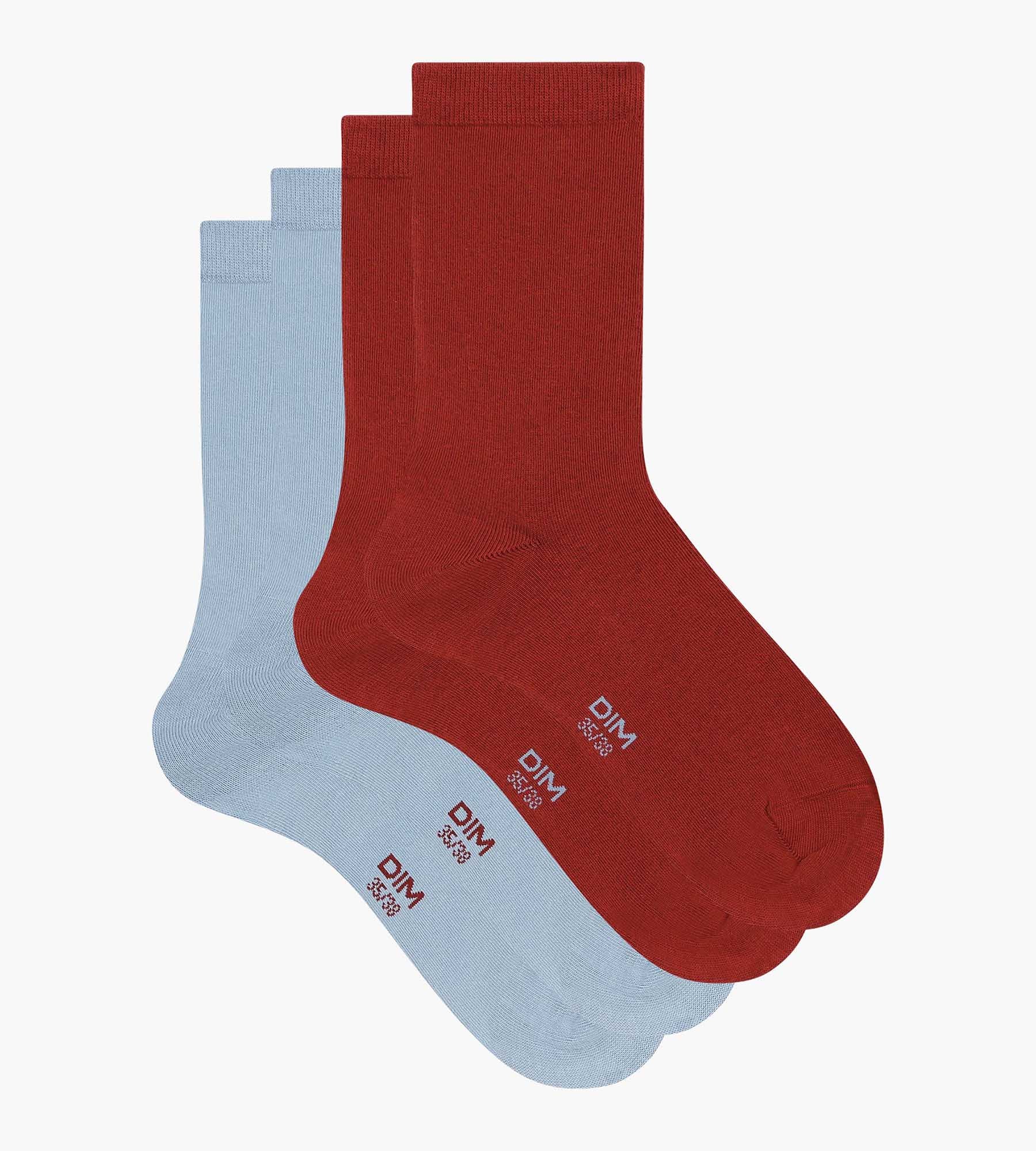 DIM Pack of 2 pairs of women's socks Red Blue Cotton