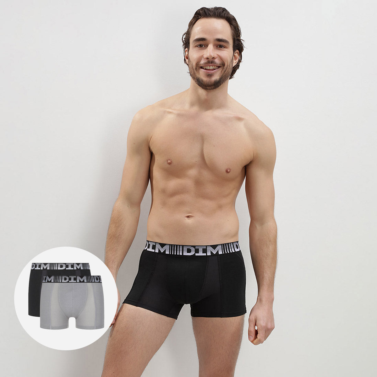 DIM 3D Flex Air Pack of 2 men's black-pearl grey anti-perspirant boxers