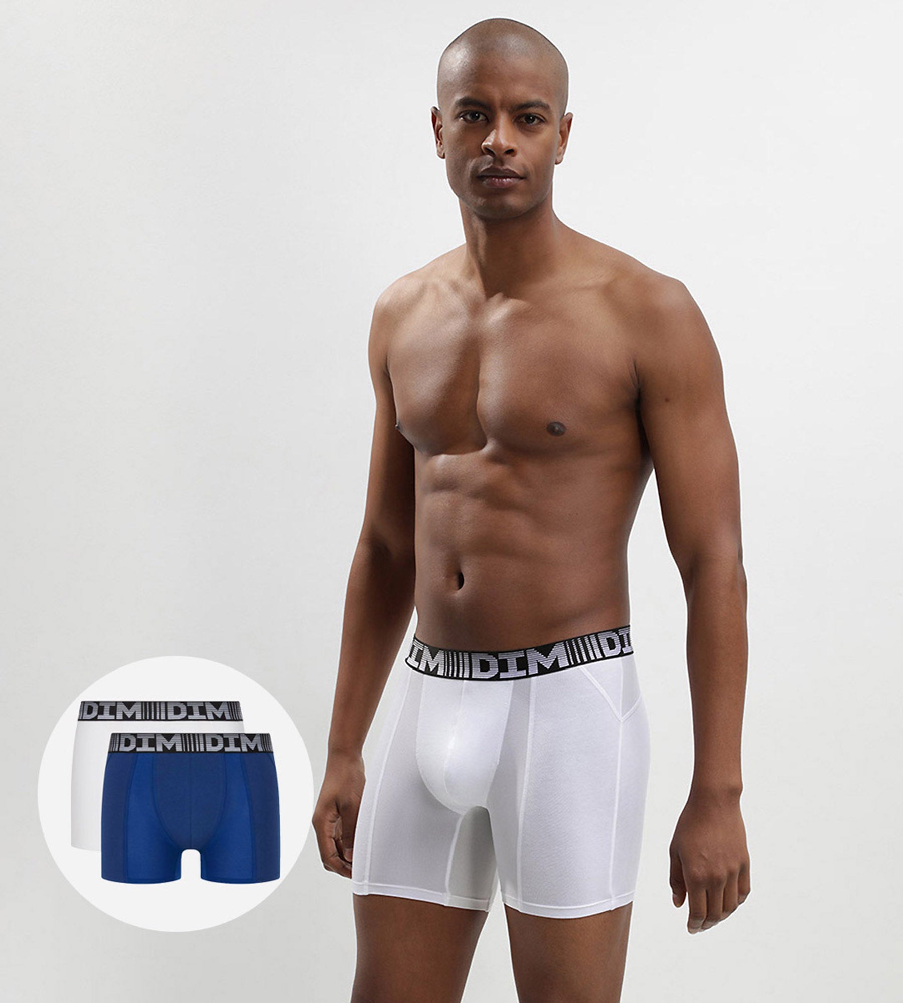 DIM 3D Flex Air Pack of 2 men's blue-white anti-perspirant long boxers