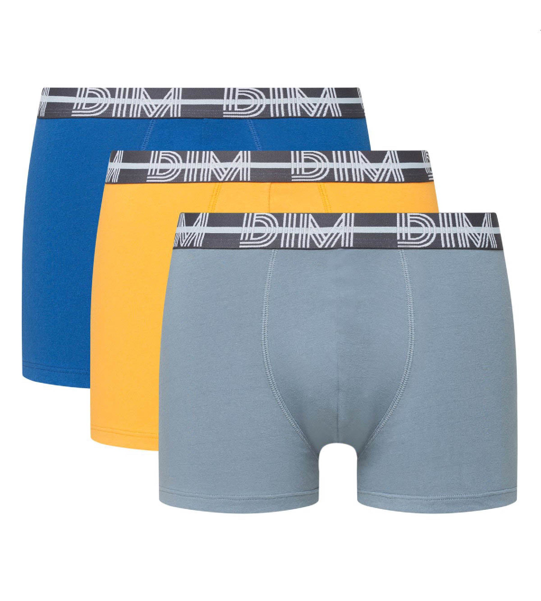 DIM Dim Powerful pack of 3 stretch cotton trunks with graphic waistband in blue