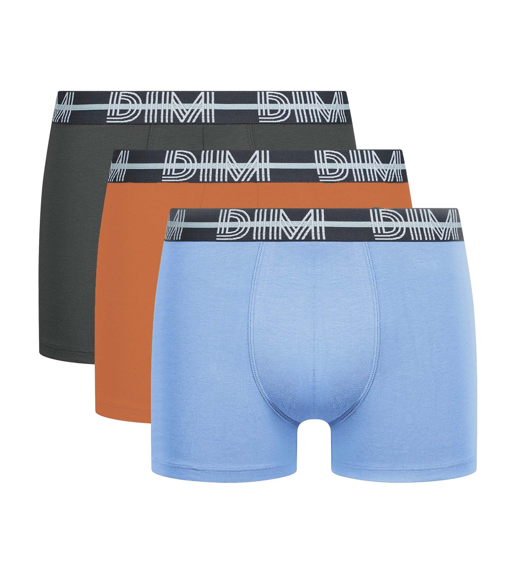 DIM Pack of 3 Men's 3D Belted Boxers Grey Blue Orange Dim Powerful