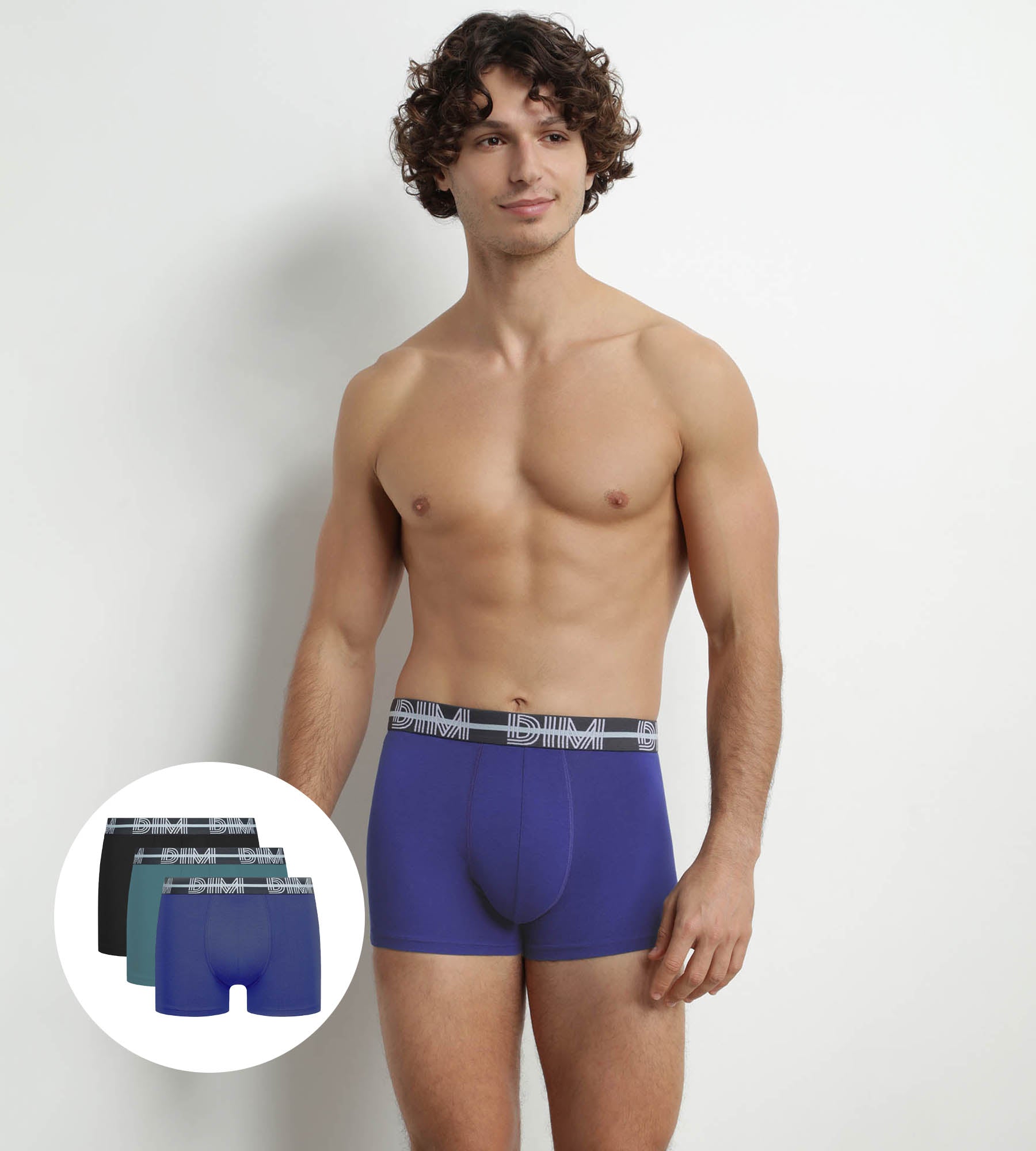 DIM Pack of 3 Men's 3D Belted Boxers Black Blue Green Dim Powerful