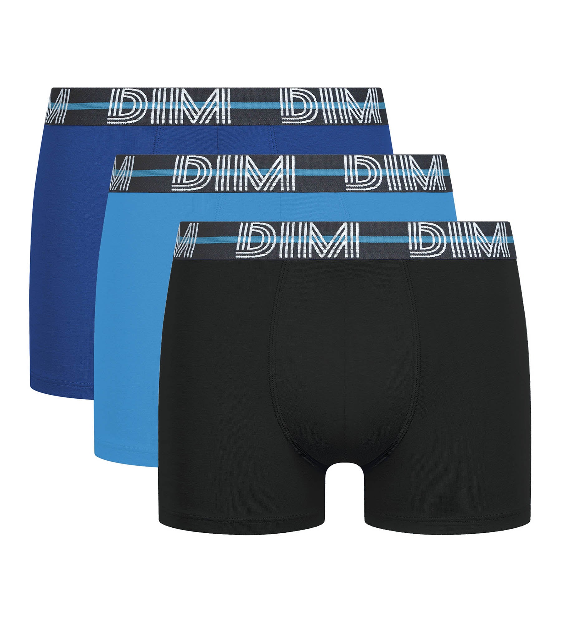 DIM Pack of 3 men's boxer shorts Black Blue Powerful