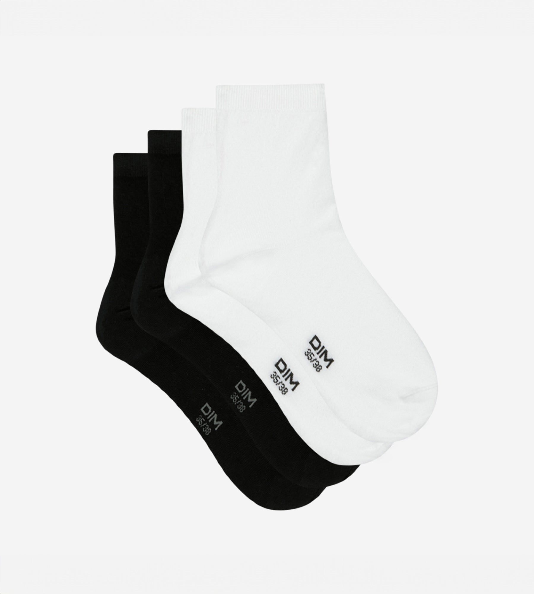DIM Pack of 2 pairs of white and black cotton sock liners