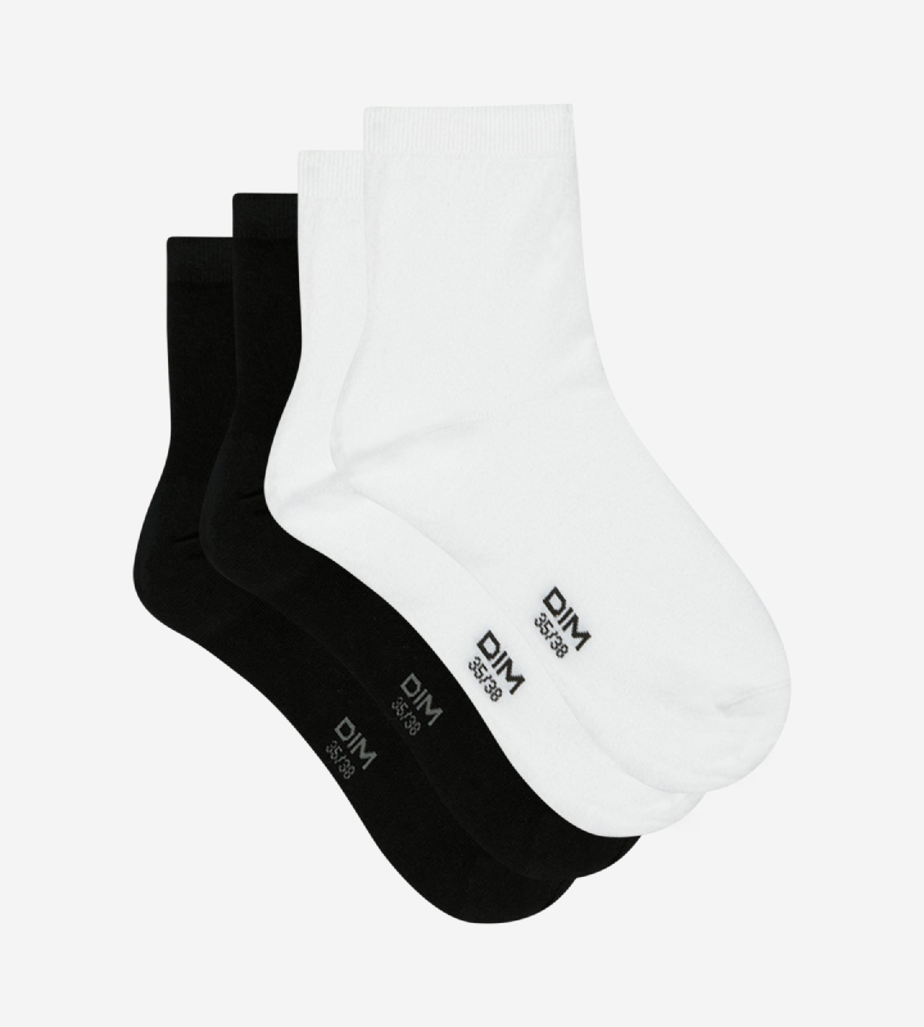 DIM Pack of 2 pairs of white and black cotton sock liners