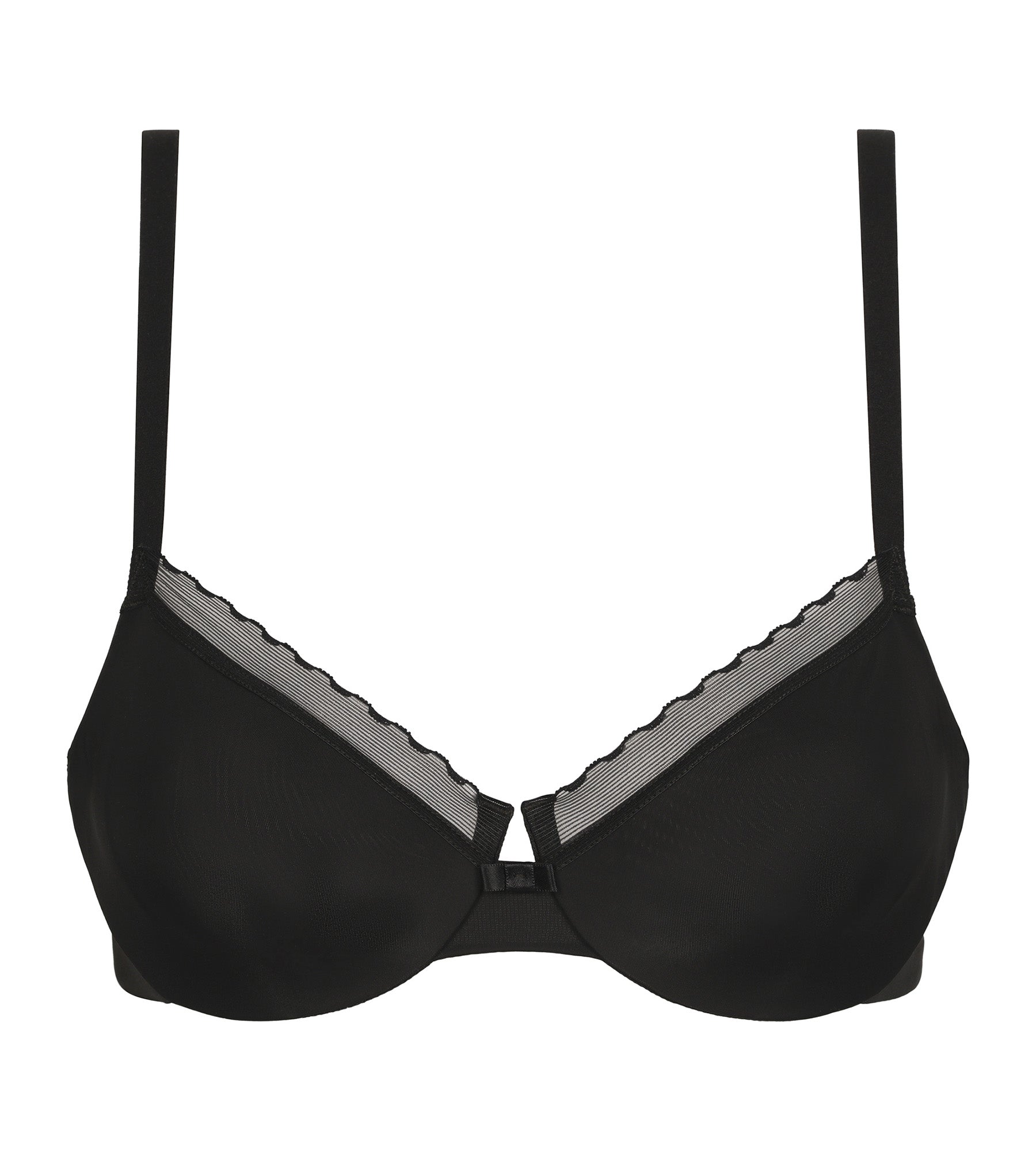 DIM Black microfiber and tulle push-on bra Dim Daily Confort