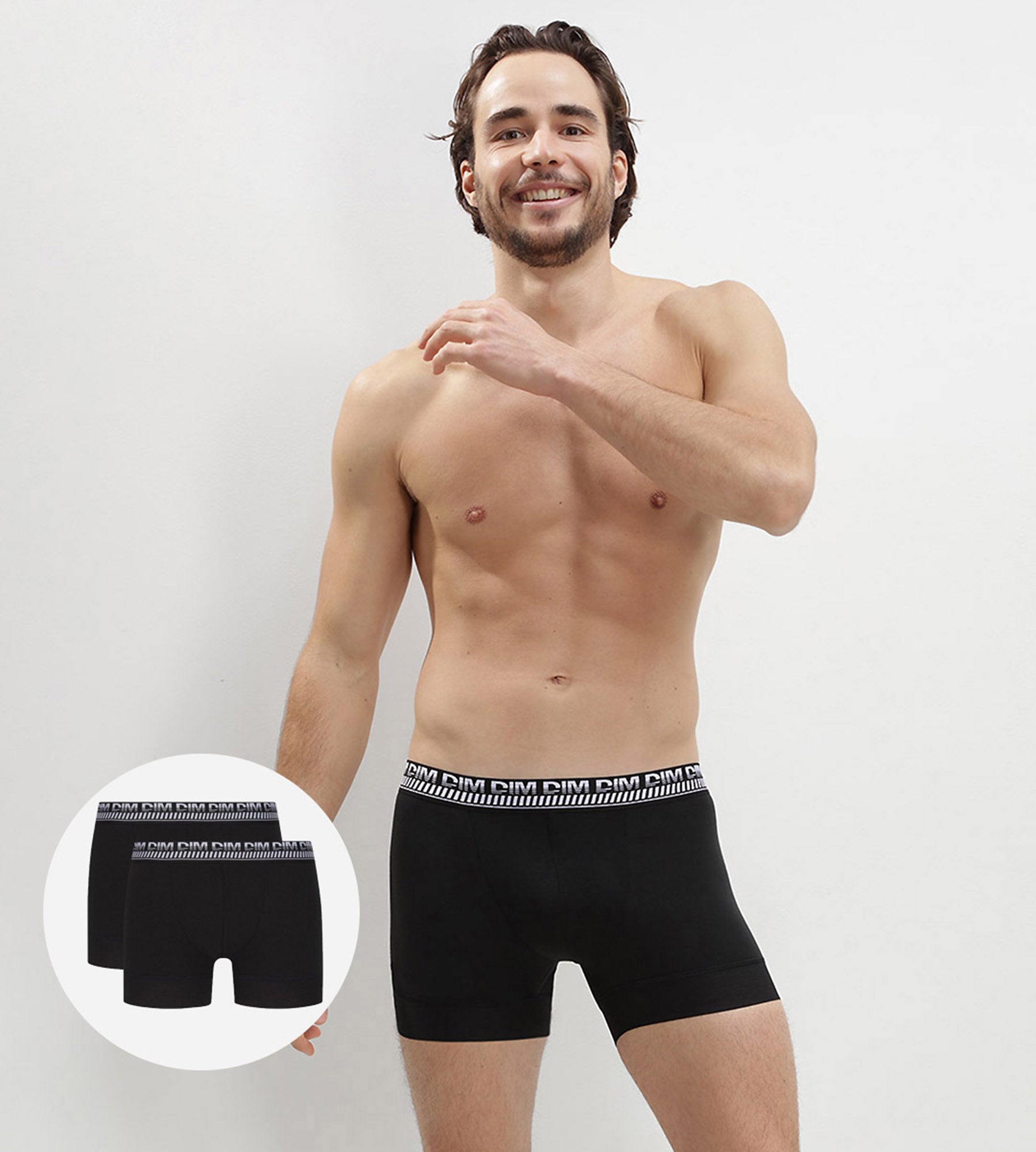 DIM Pack of 2 black boxers for men 3D Stay and Fit