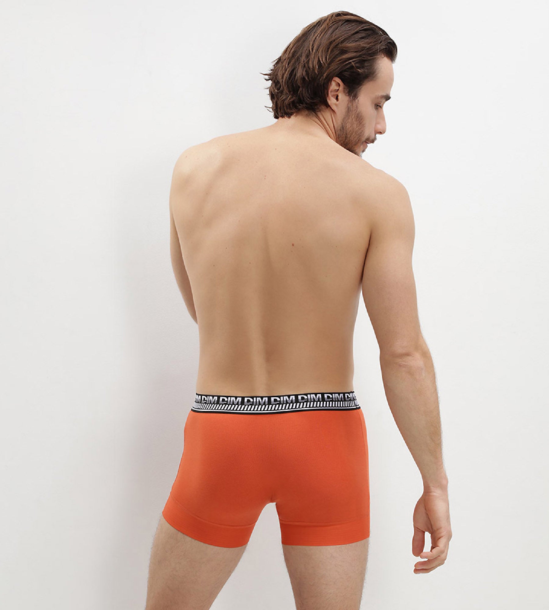 DIM Stay and Fit Pack of 2 men's blue- orange stretch cotton boxers