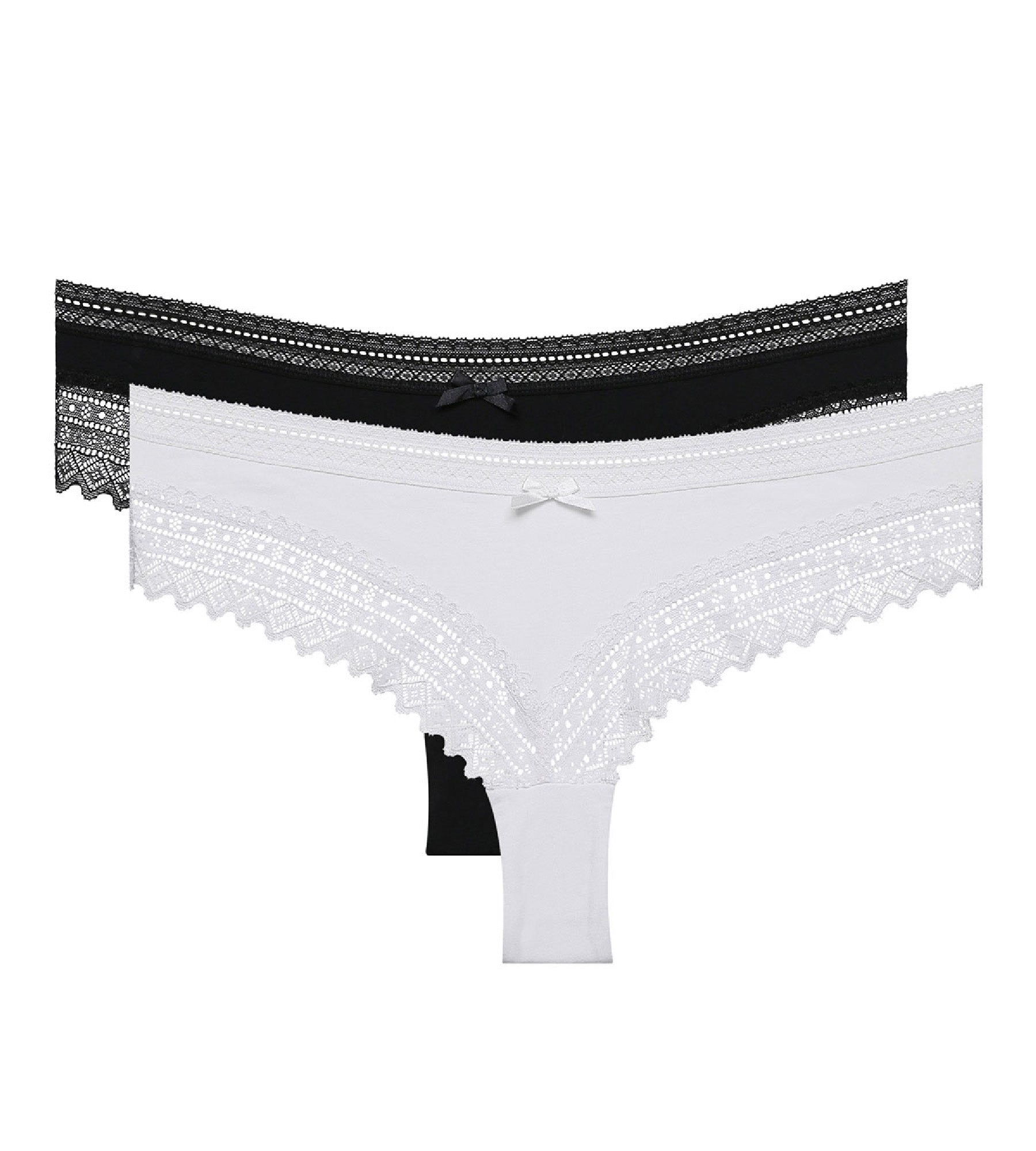 DIM Pack of 2 pairs of Sexy Fashion cotton lace hipsters in black and white