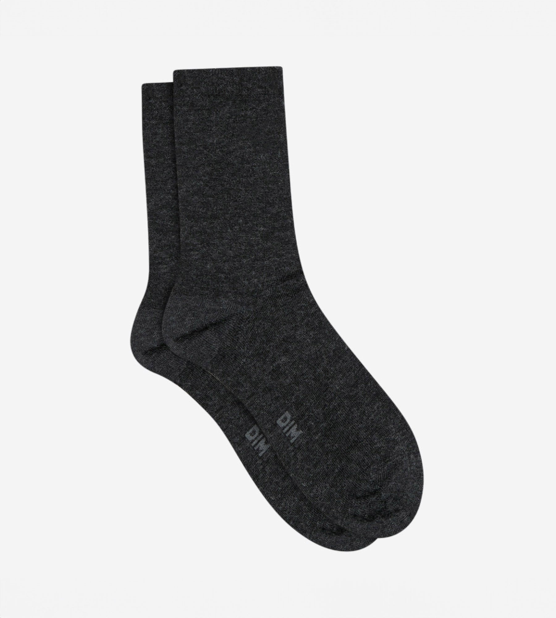 DIM Plain charcoal socks in soft wool for women