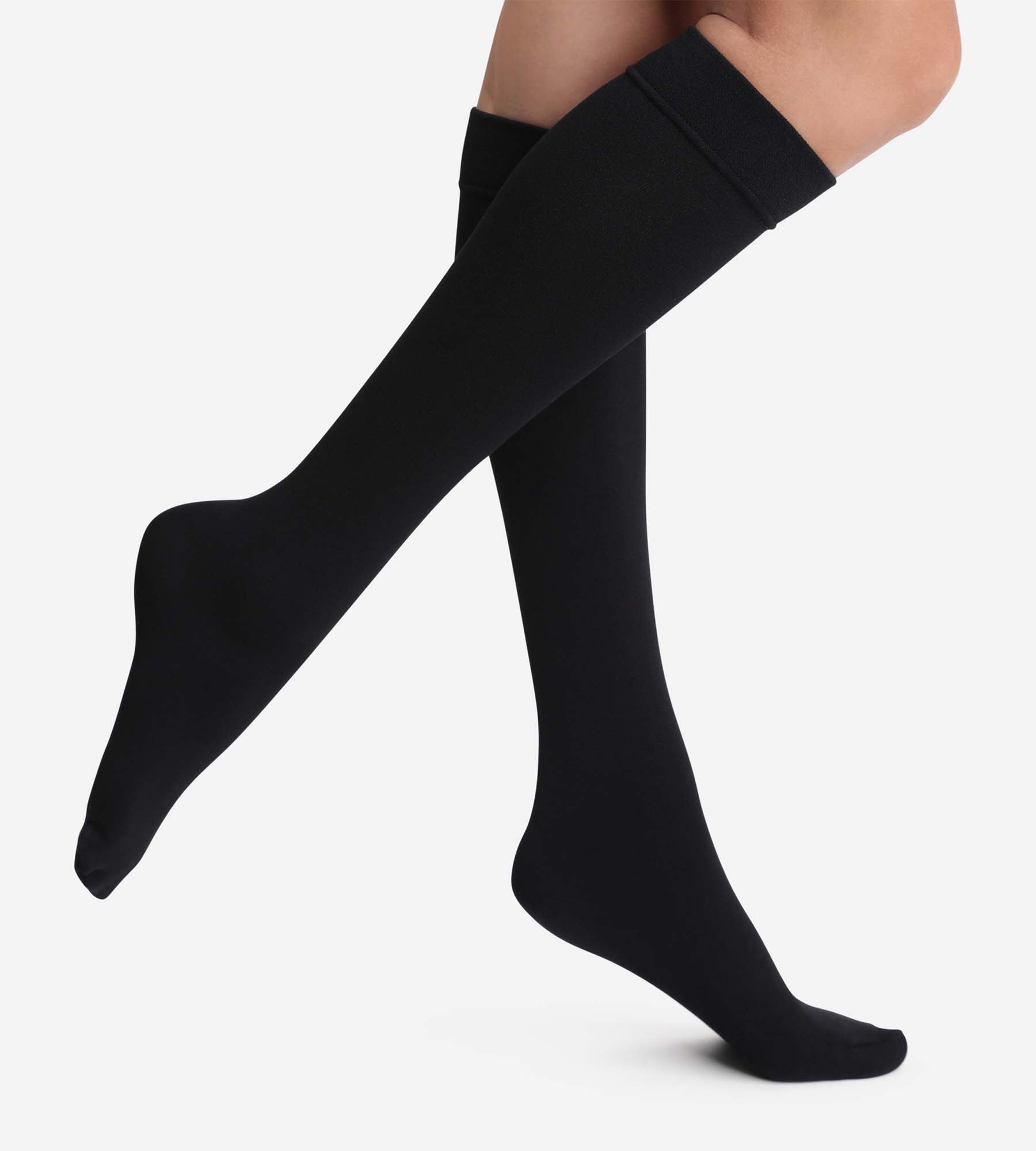 DIM Dim Thermo 140D opaque black fleece knee-highs