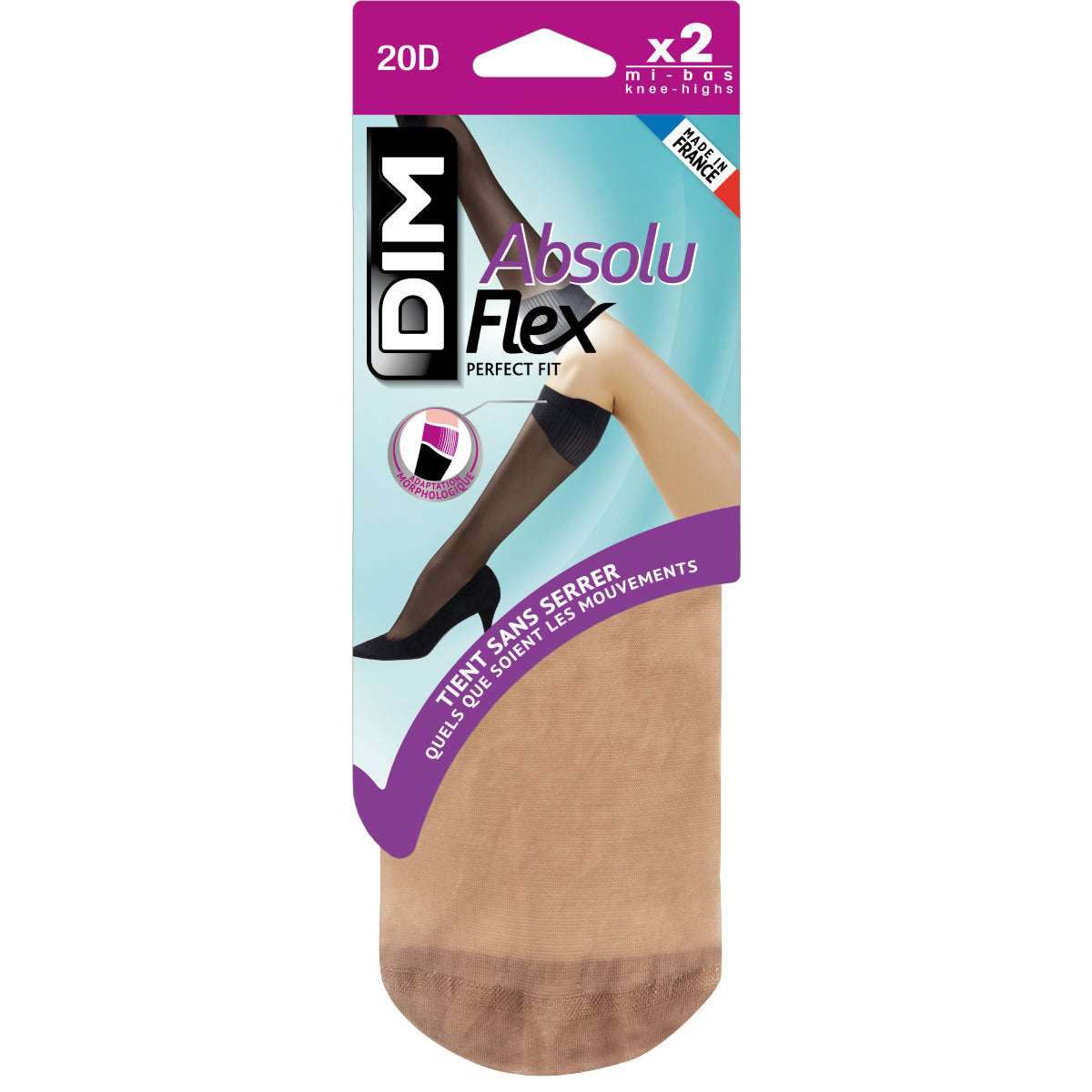 DIM Pack of 2 pairs of caramel AbsoluFlex 20 transparent knee highs