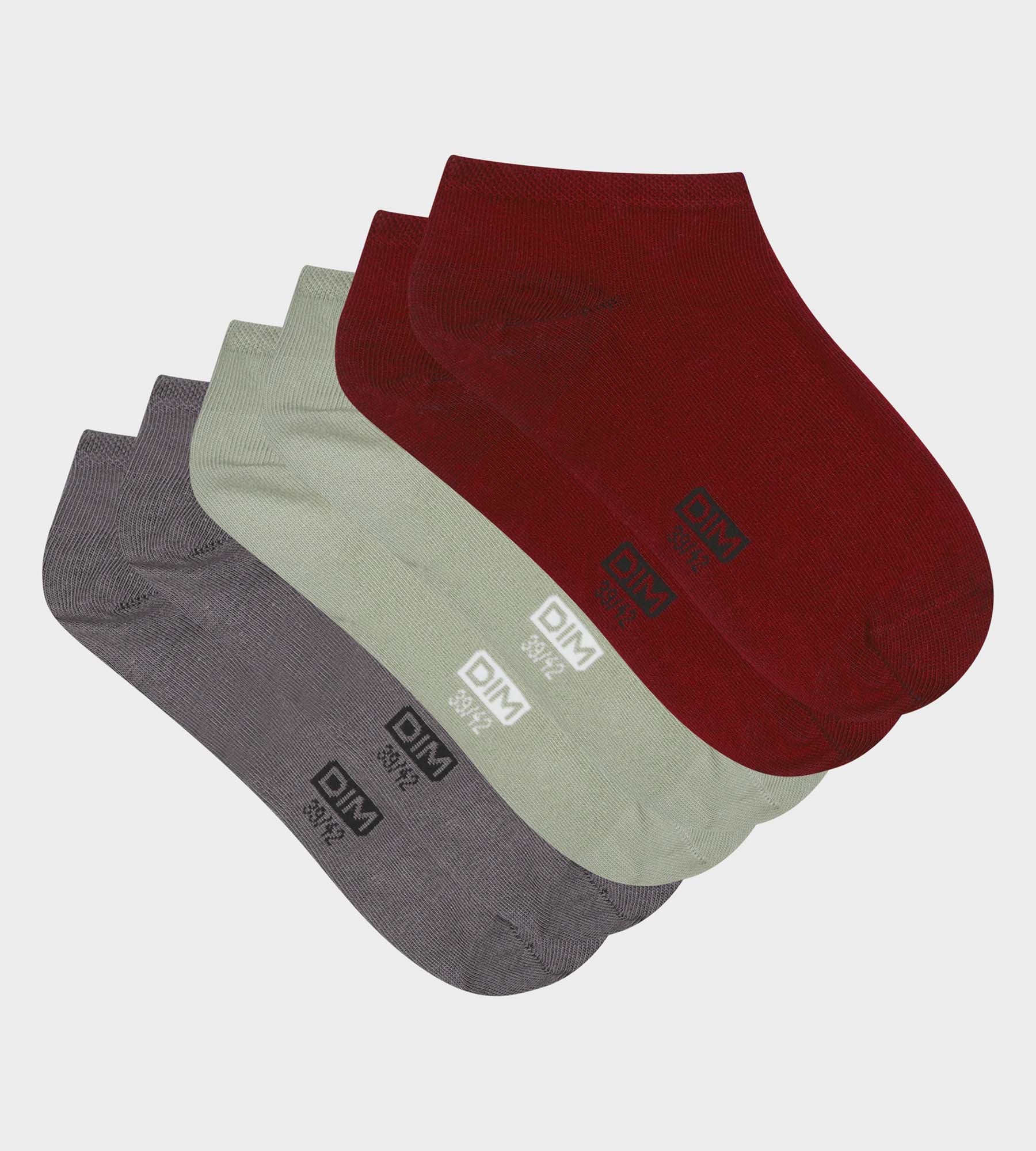 DIM Pack of 3 pairs of men's socks Gray Red Sage Dim Cotton