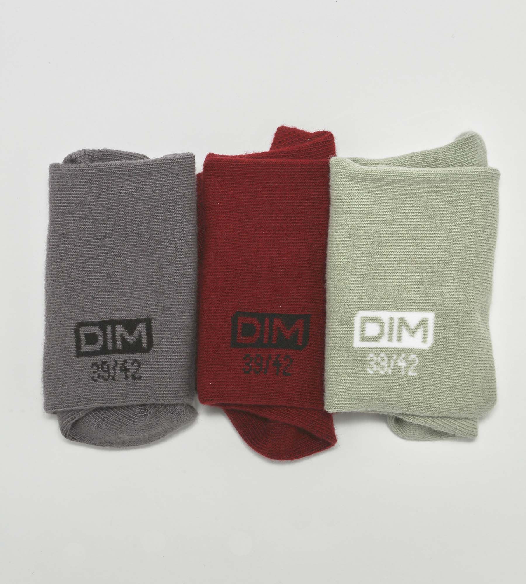 DIM Pack of 3 pairs of men's socks Gray Red Sage Dim Cotton