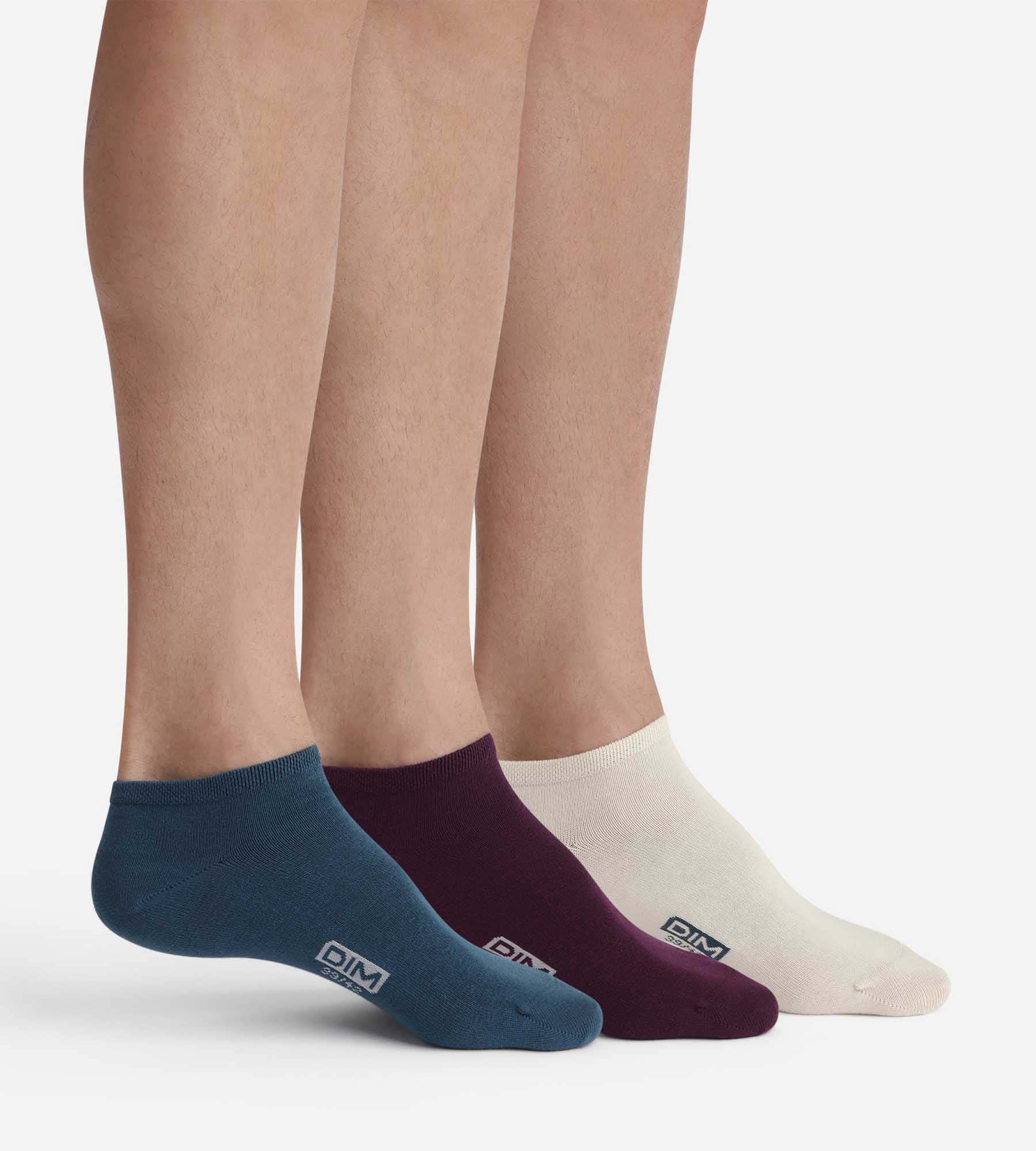 DIM Pack of 3 Pairs of Men's Blue Violet Cotton Socks