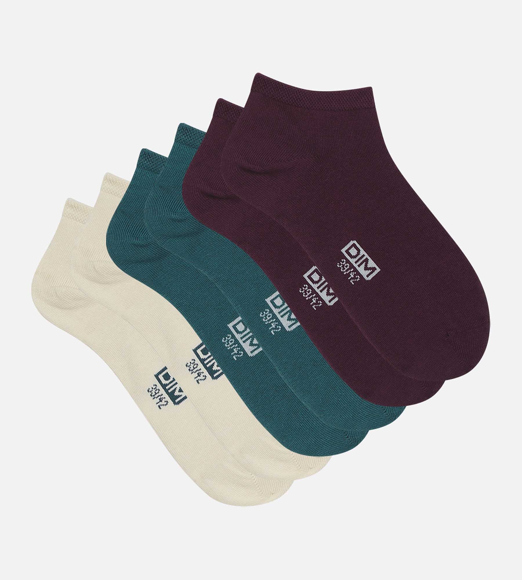 DIM Pack of 3 Pairs of Men's Blue Violet Cotton Socks