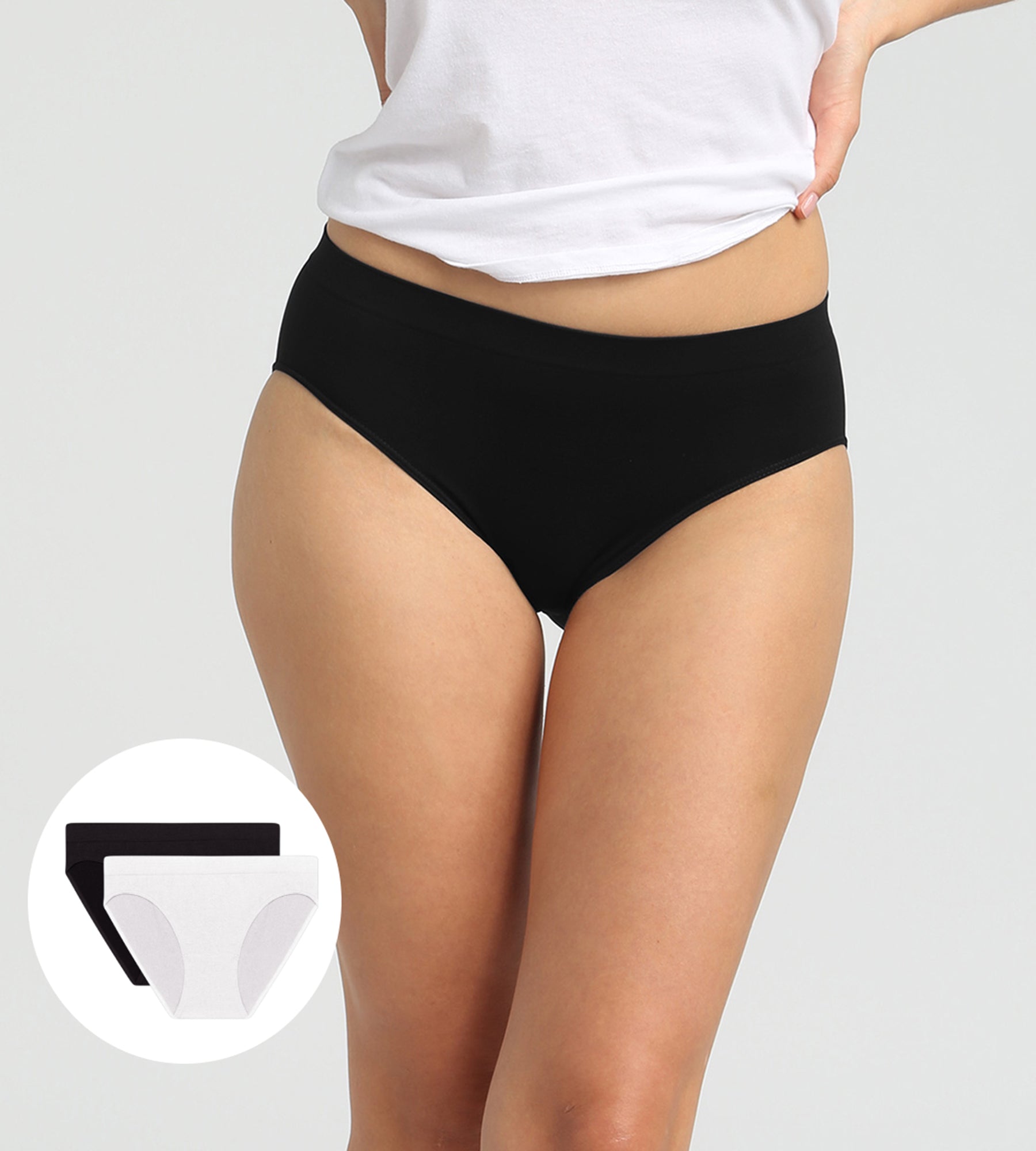 DIM Pack of 2 black and white seamless microfibre panties Les Pockets Eco