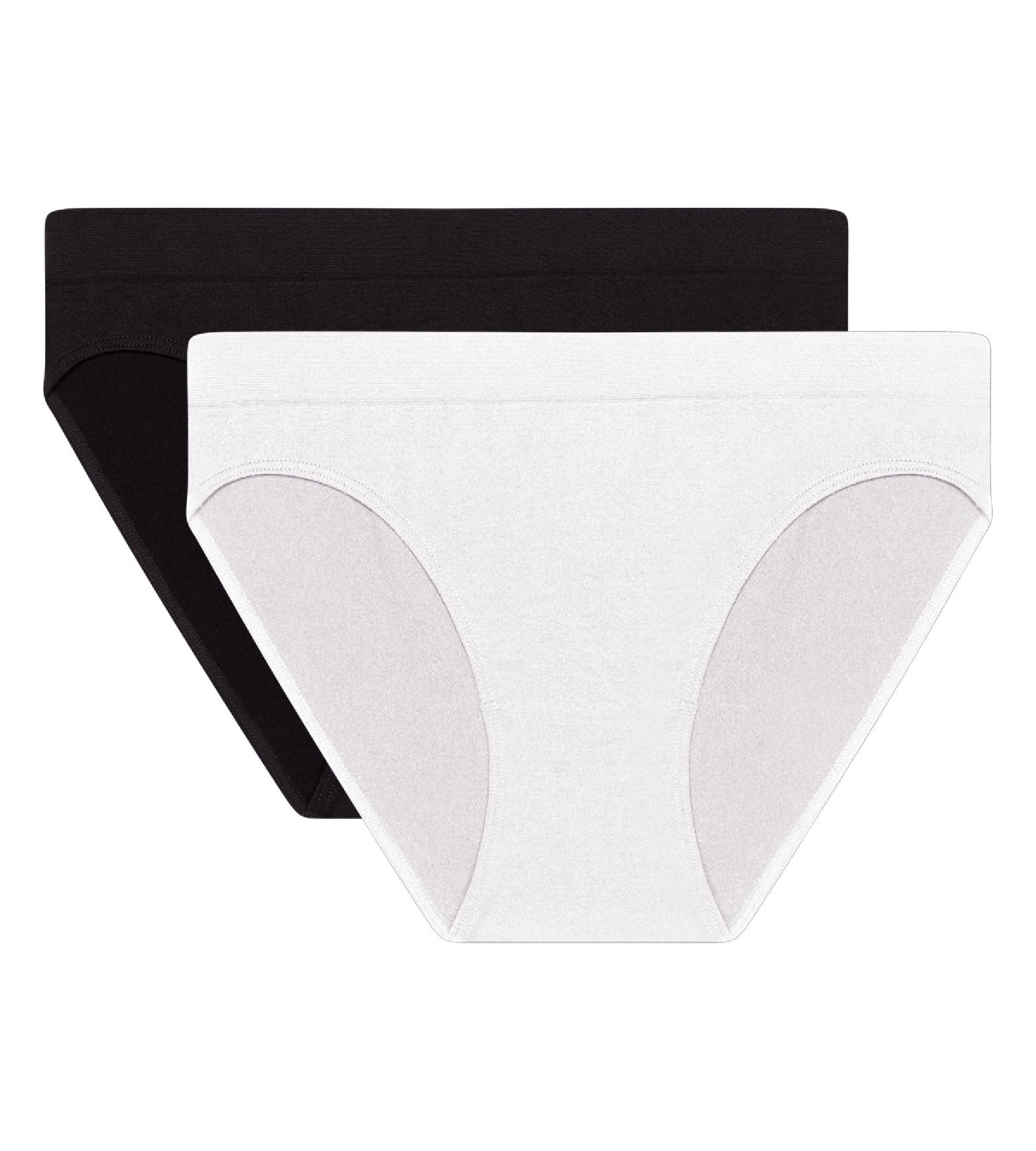 DIM Pack of 2 black and white seamless microfibre panties Les Pockets Eco