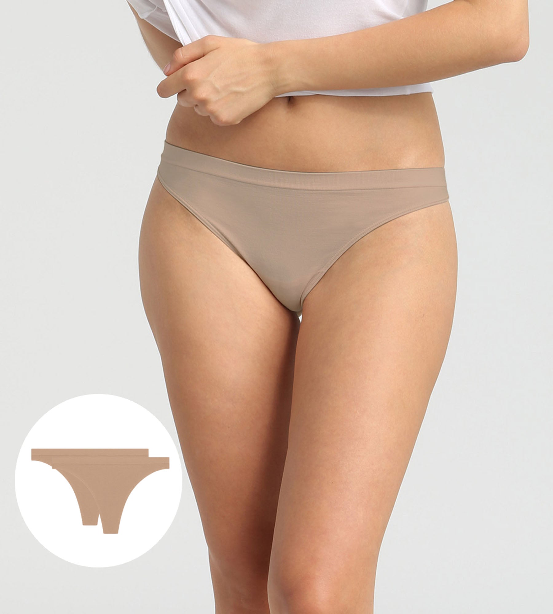 DIM Pack of 2 New Skin Microfiber Thongs for Women
