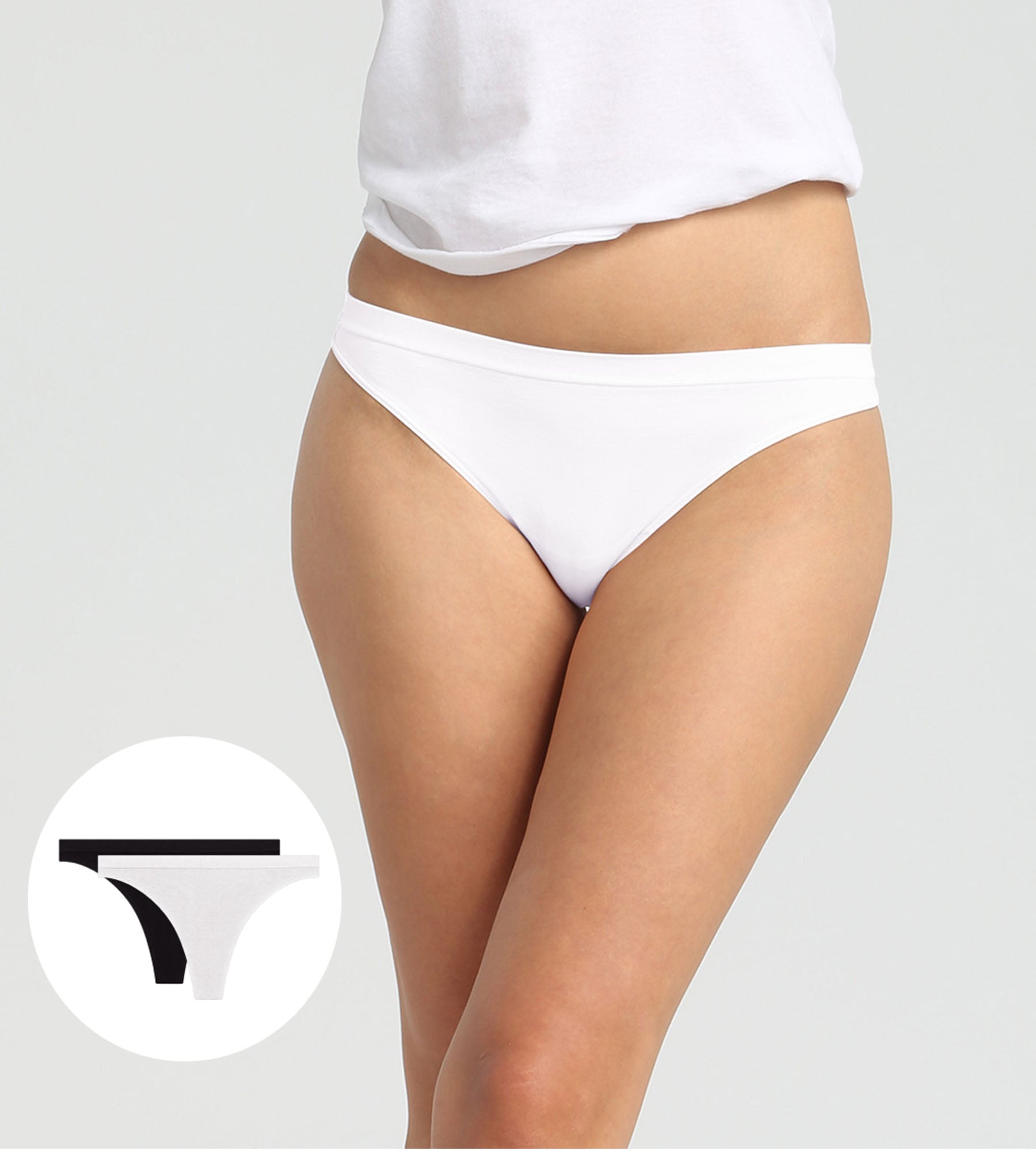 DIM Pack of 2 black and white seamless thongs Les Pockets EcoDim