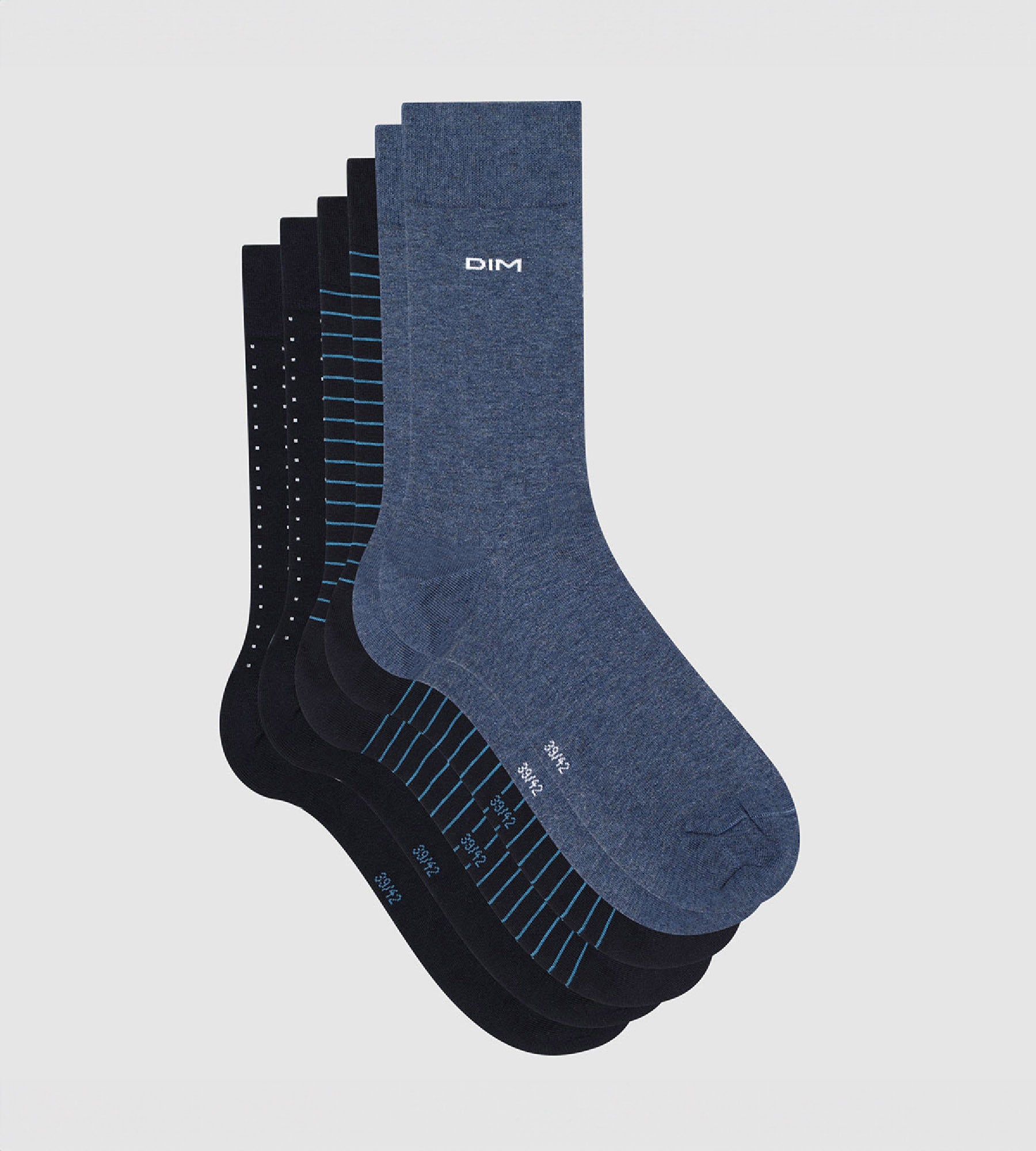 DIM Pack of 3 pairs of men's cotton striped socks Blue Dots Cotton Style