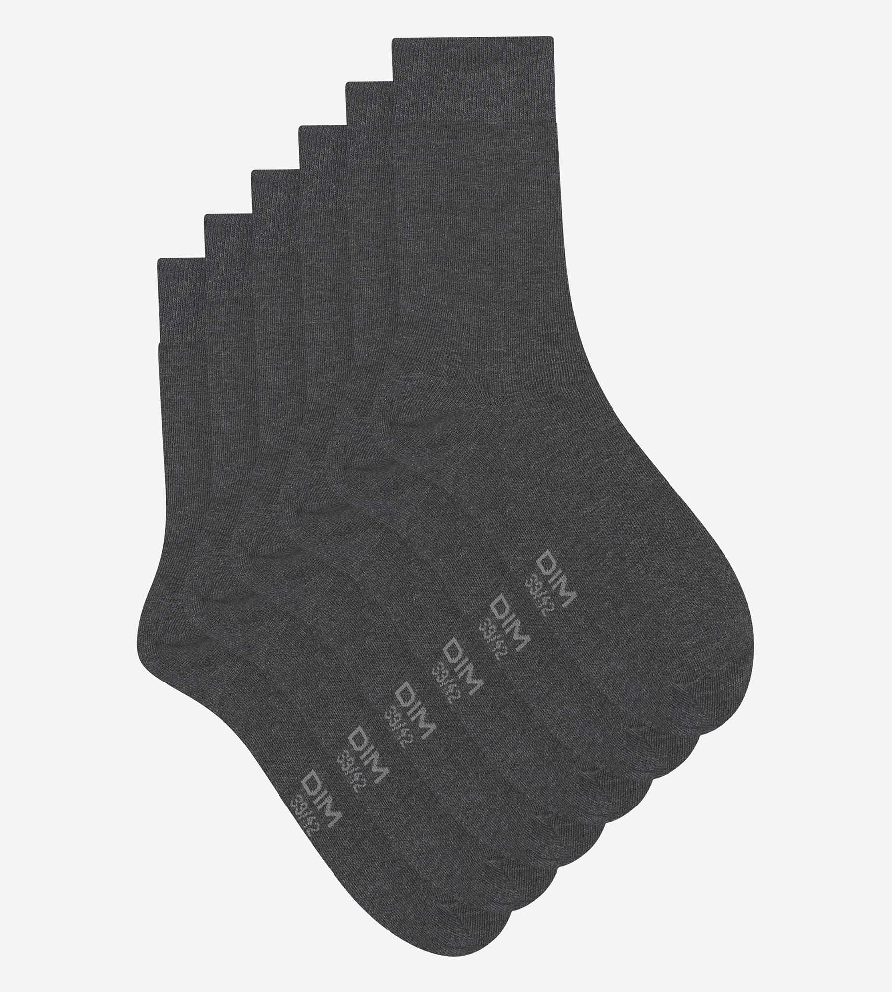 DIM Pack of 3 Pairs of Men's Anthracite Mottled Dim Cotton Socks