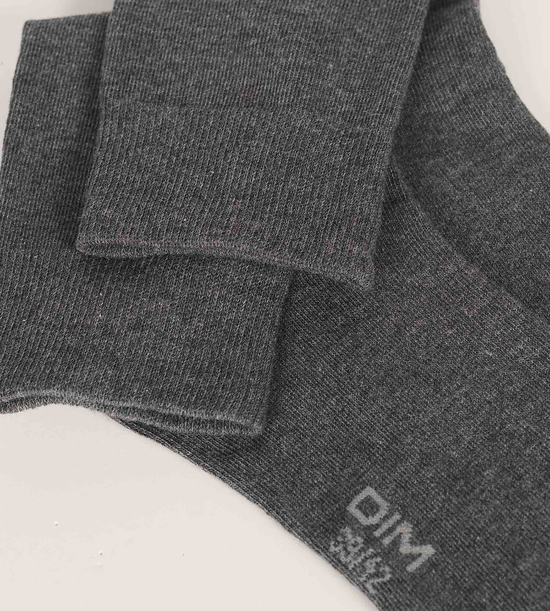 DIM Pack of 3 Pairs of Men's Anthracite Mottled Dim Cotton Socks
