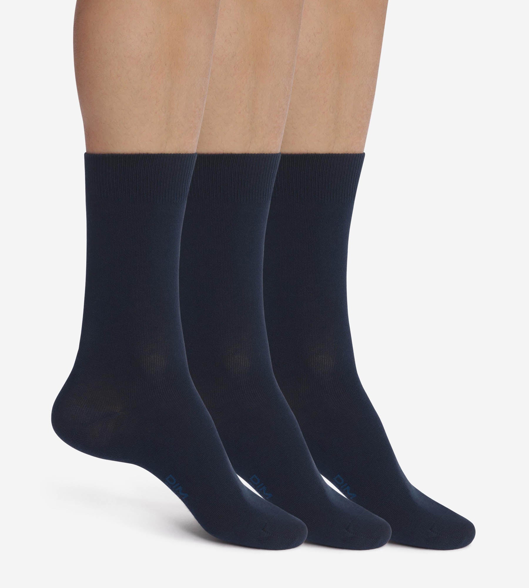 DIM Pack of 3 Pairs of Dim Navy Cotton Comfort Men's Socks