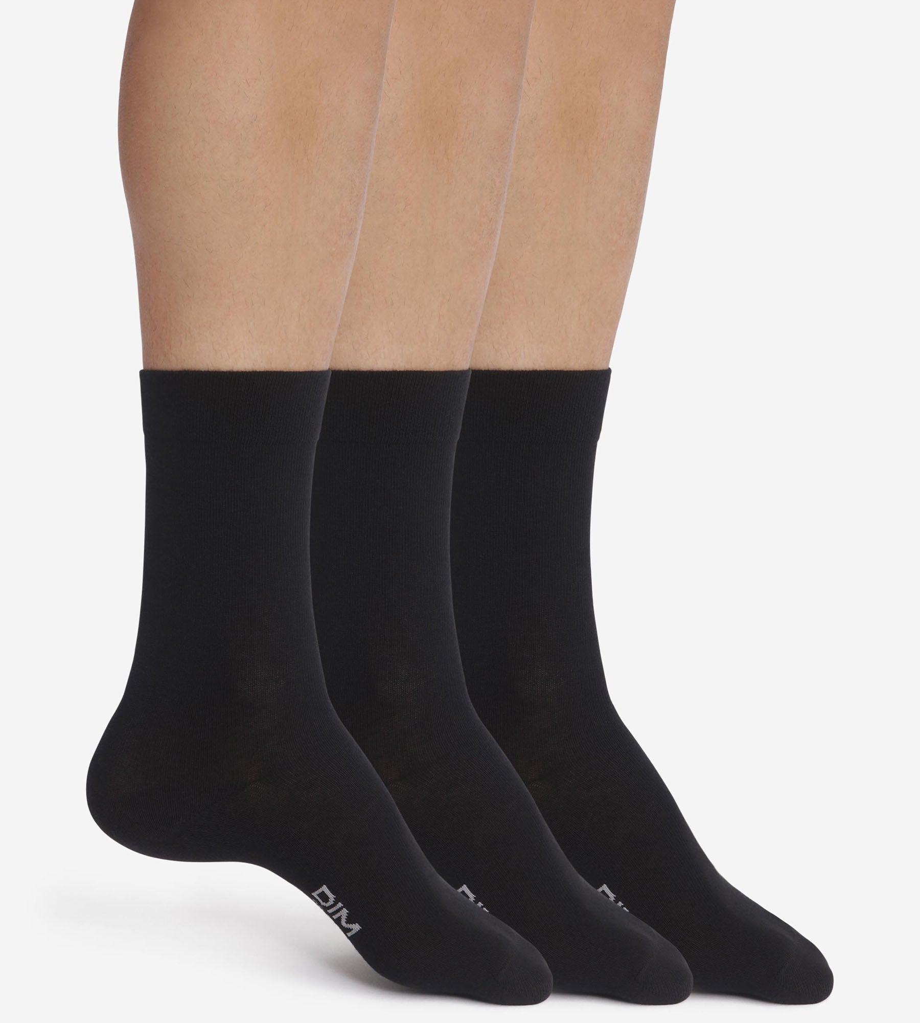 DIM Pack of 3 Pairs of Men's Black Dim Comfort Cotton Socks