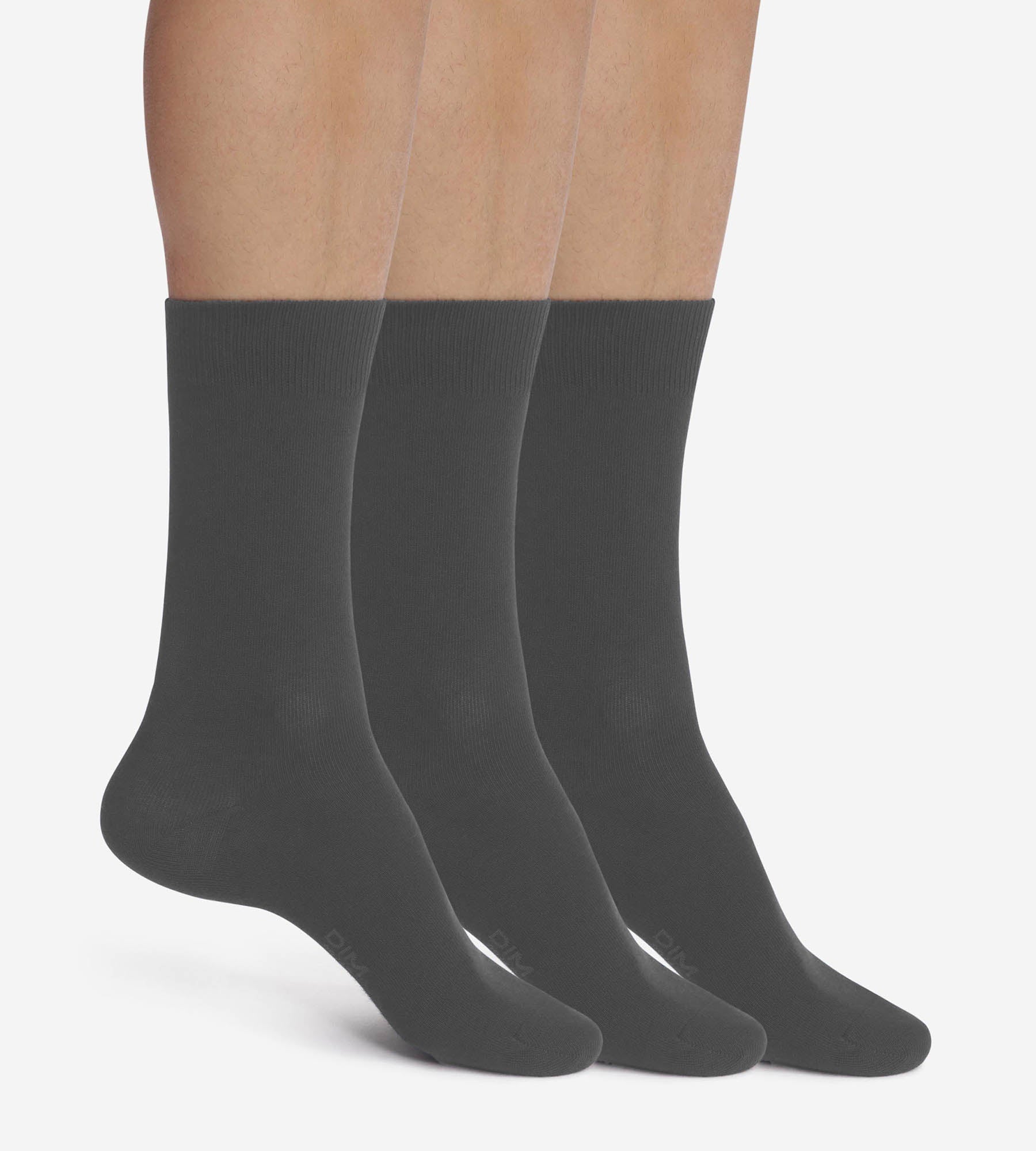 DIM Pack of 3 Pairs of Men's Anthracite Comfort Cotton Socks Dim