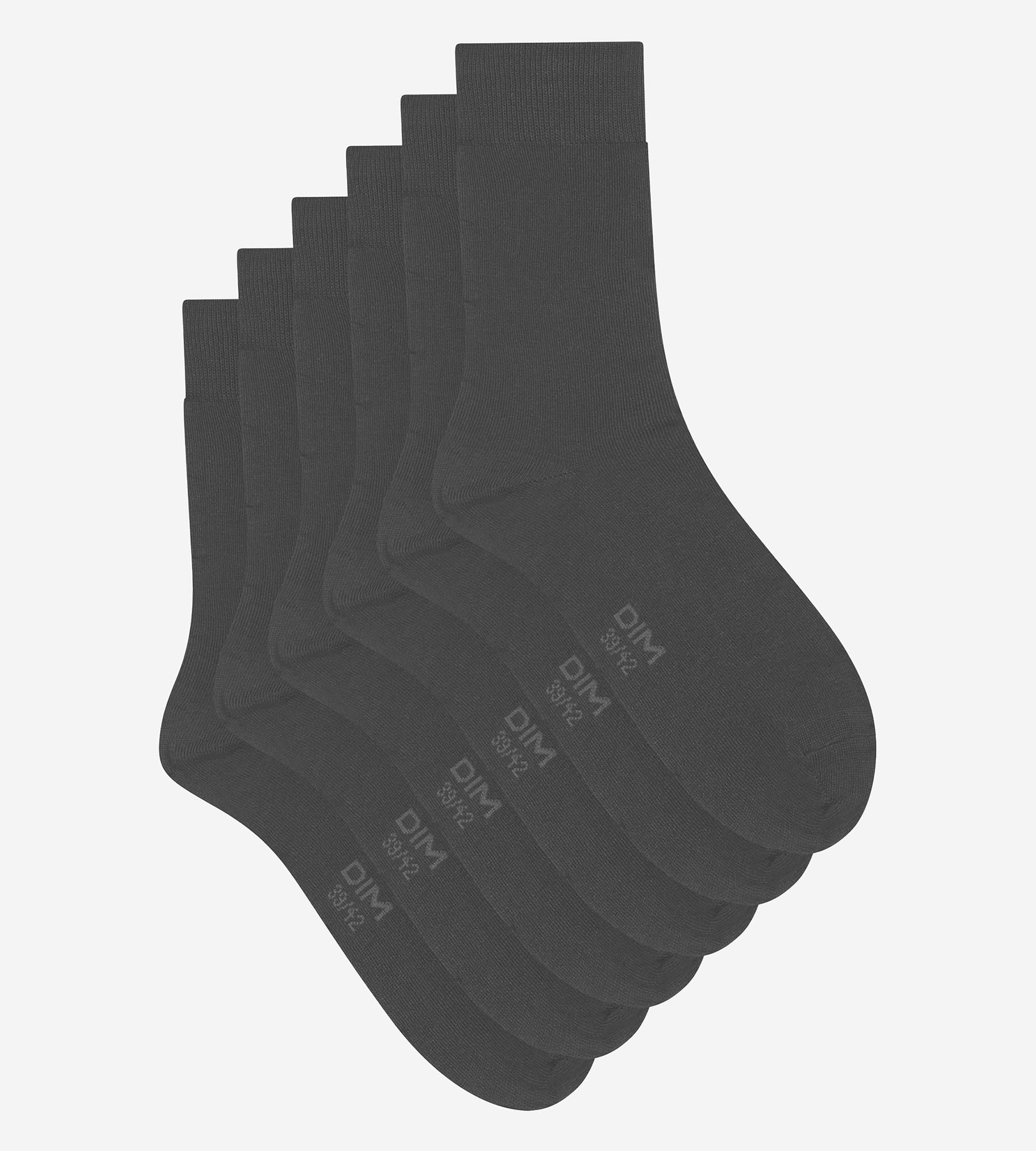 DIM Pack of 3 Pairs of Men's Anthracite Comfort Cotton Socks Dim
