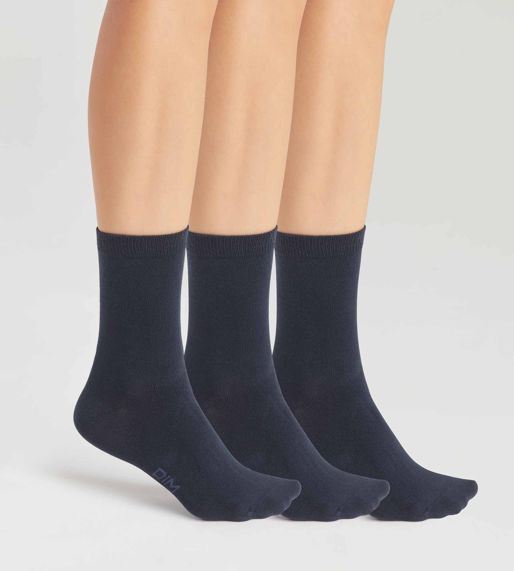 DIM Pack of 3 pairs of women's cotton socks in Navy Blue Dim