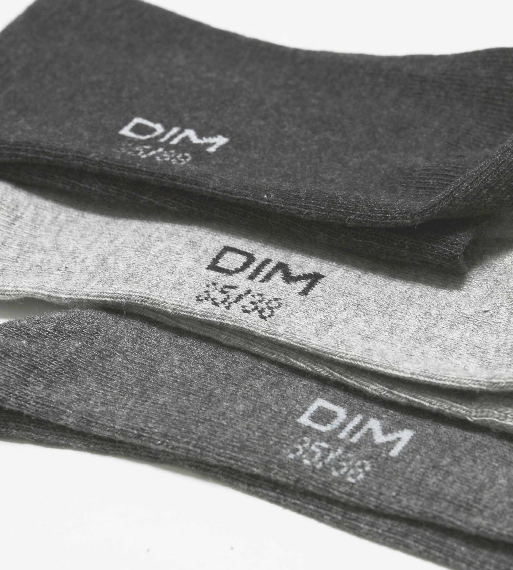 DIM Pack of 3 pairs of light gray women's socks in Dim cotton