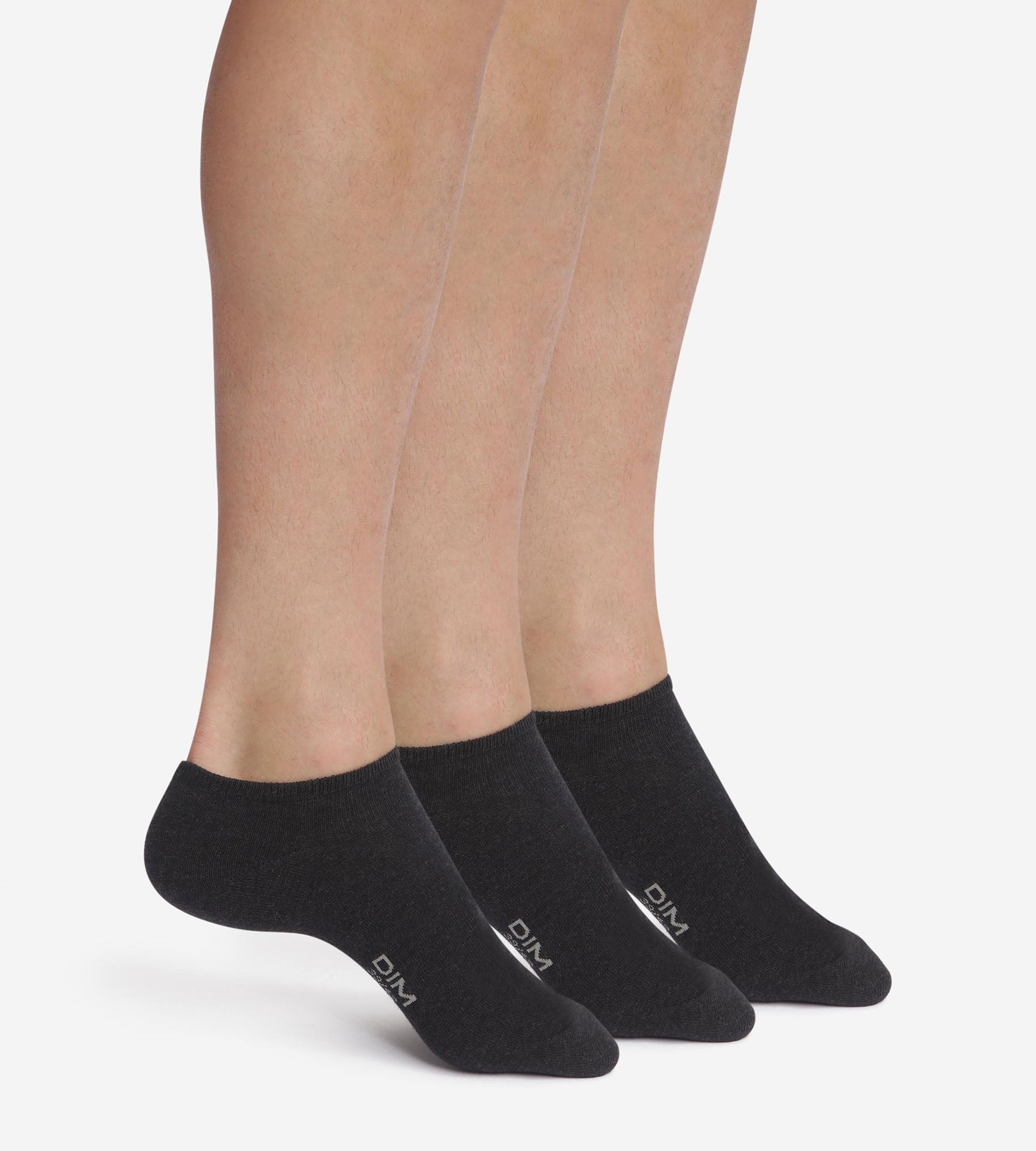 DIM Pack of 3 Pairs of Men's Short Socks Black Dim Cotton