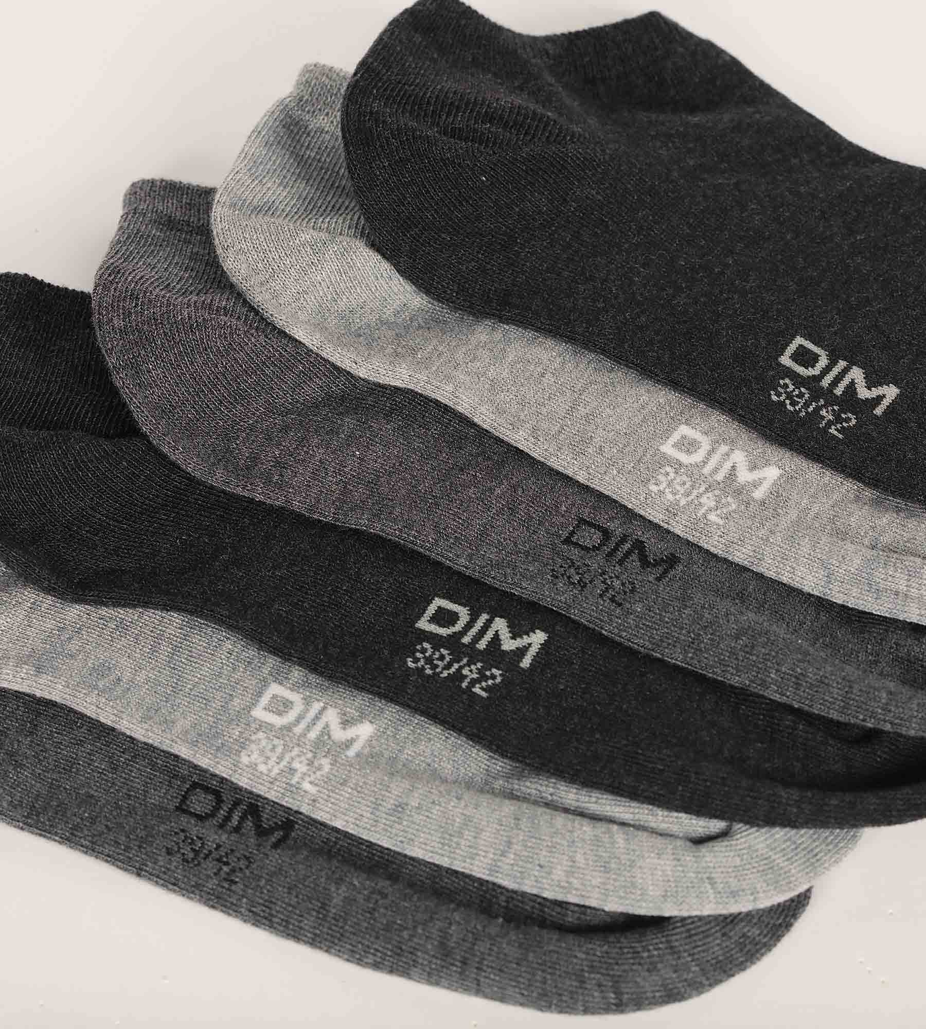 DIM Pack of 3 pairs of Dim Coton Anthracite short socks