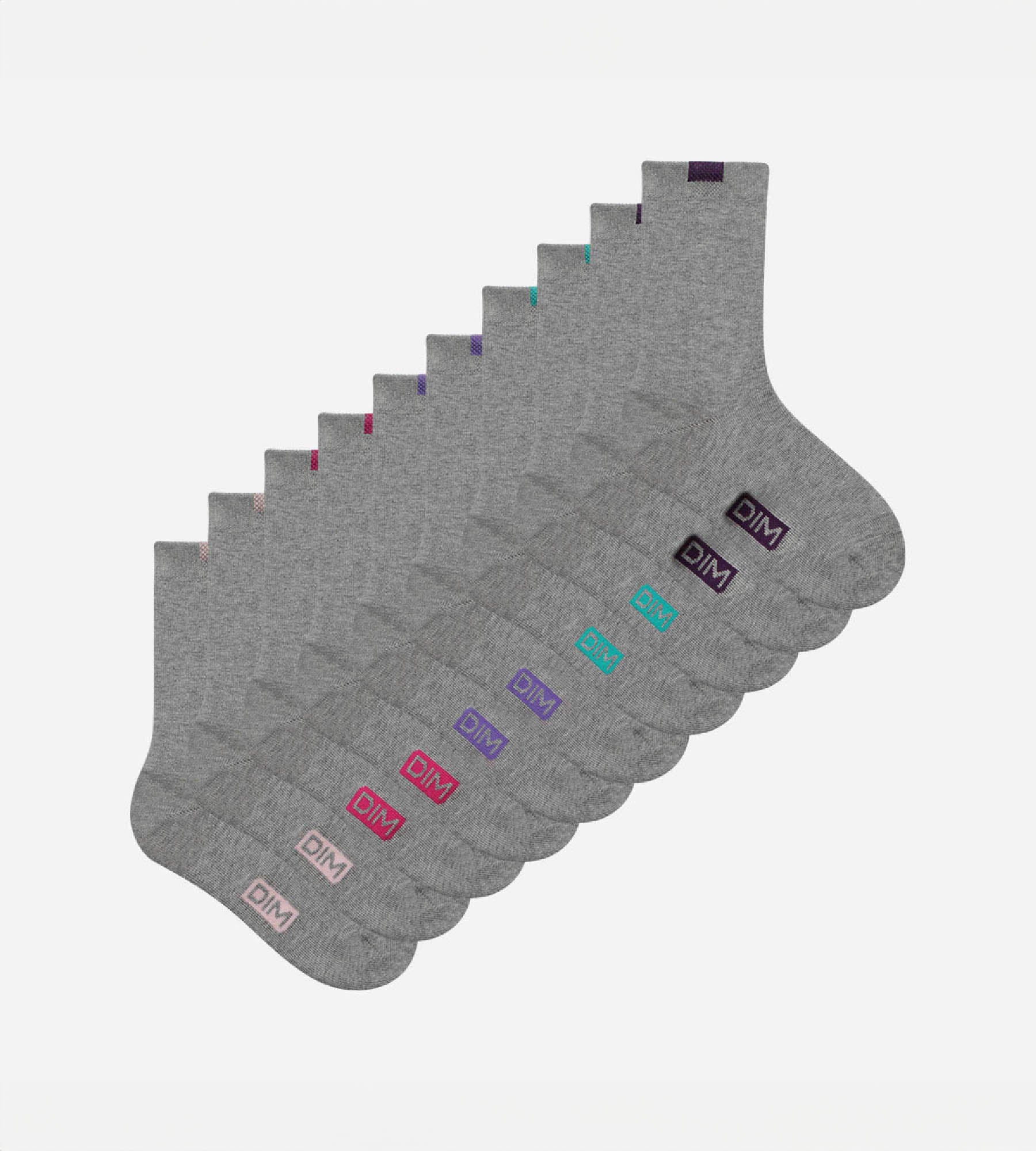 DIM ECODIM Pack of 5 Pairs of Women's Light Grey Cotton Mixed Socks