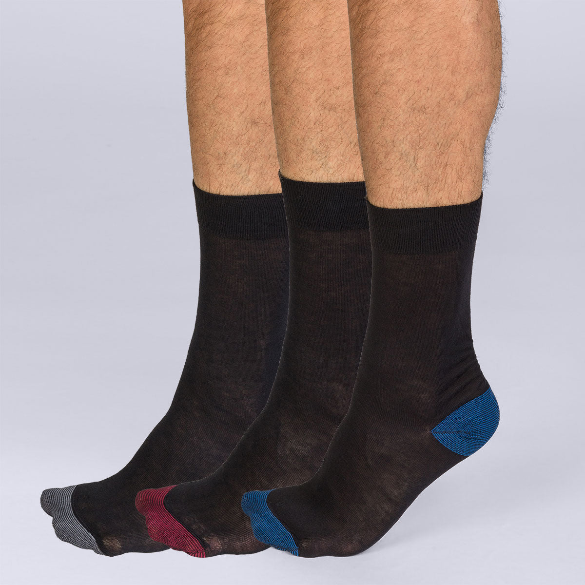 DIM Pack of 3 pairs of Mix and Match Coton Style mid calf socks for men