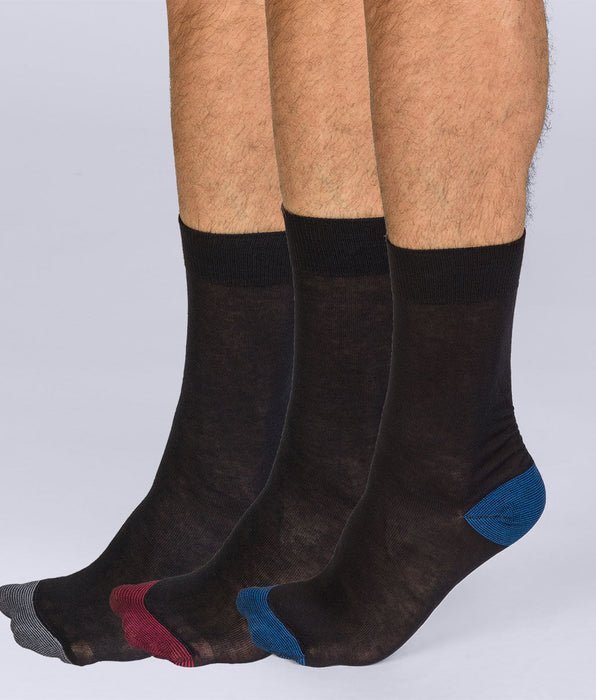DIM Pack of 3 pairs of Mix and Match Coton Style mid calf socks for men
