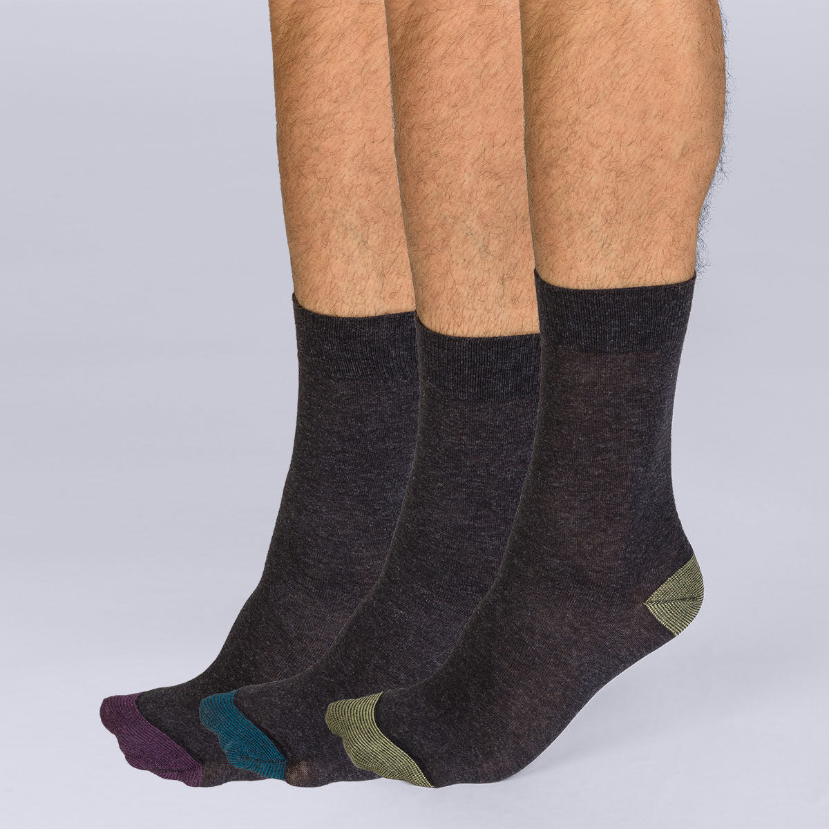 DIM Pack of 3 pairs of Mix and Match Coton Style mid calf socks for men