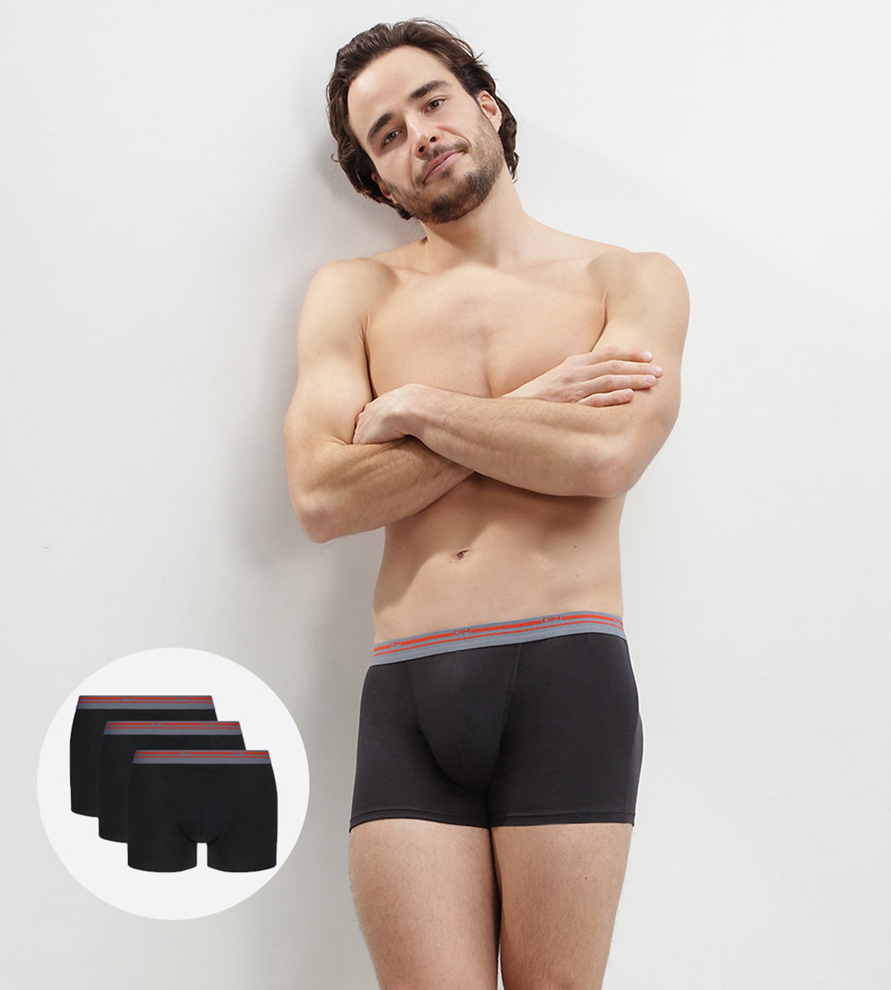 DIM 3 Pack men's stretch cotton trunks Black Daily Colors