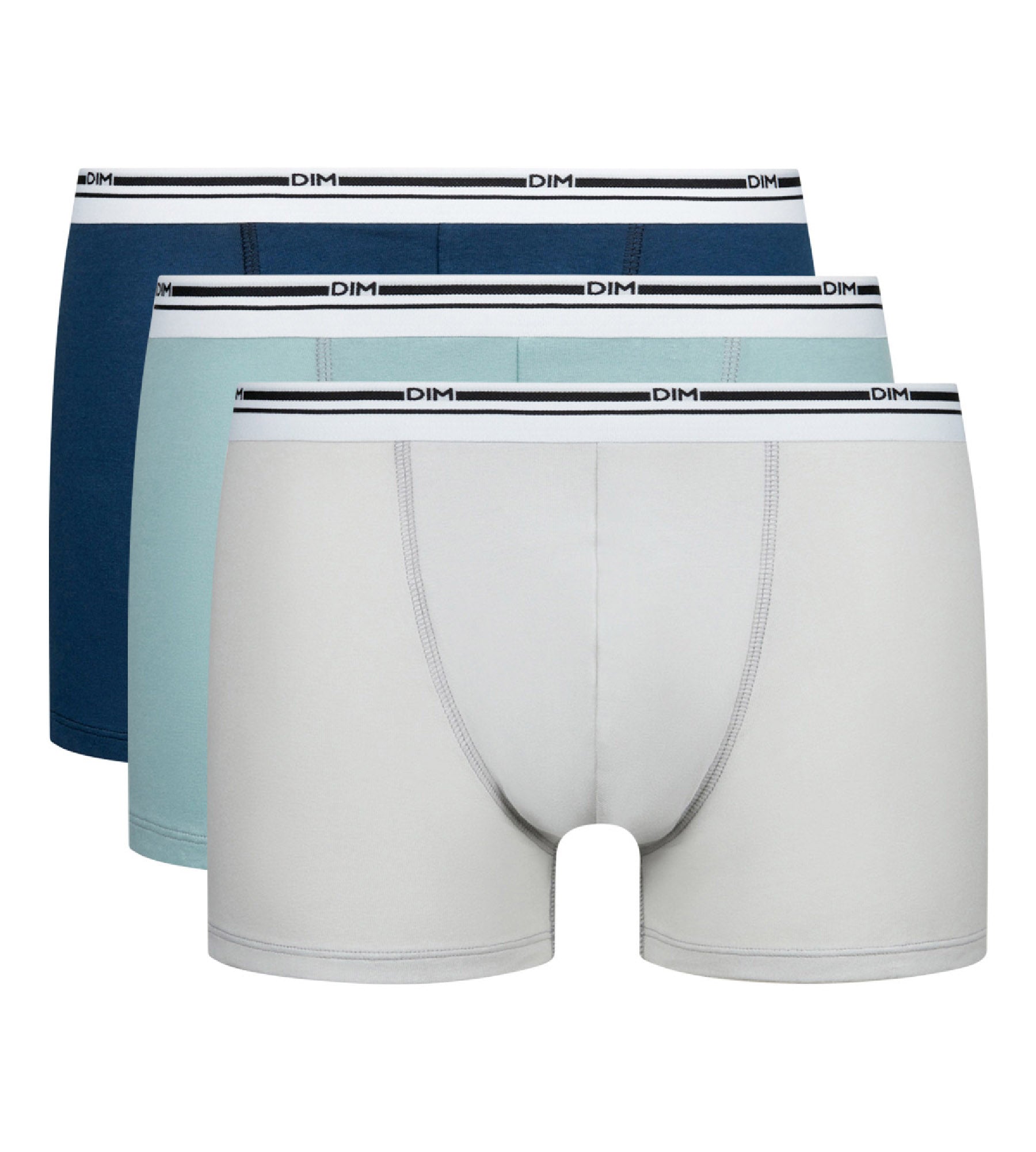 DIM Pack of 3 Classic colours Blue grey men's stretch cotton boxers