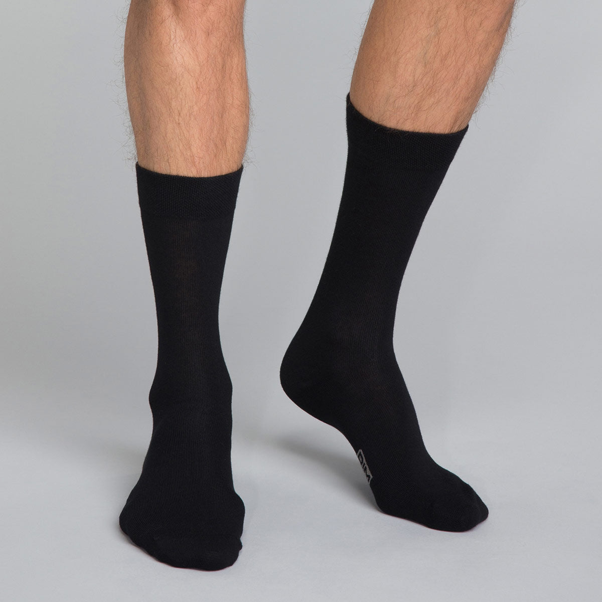 DIM Pack of 3 pairs of black Basic Coton mid calf cotton socks for men