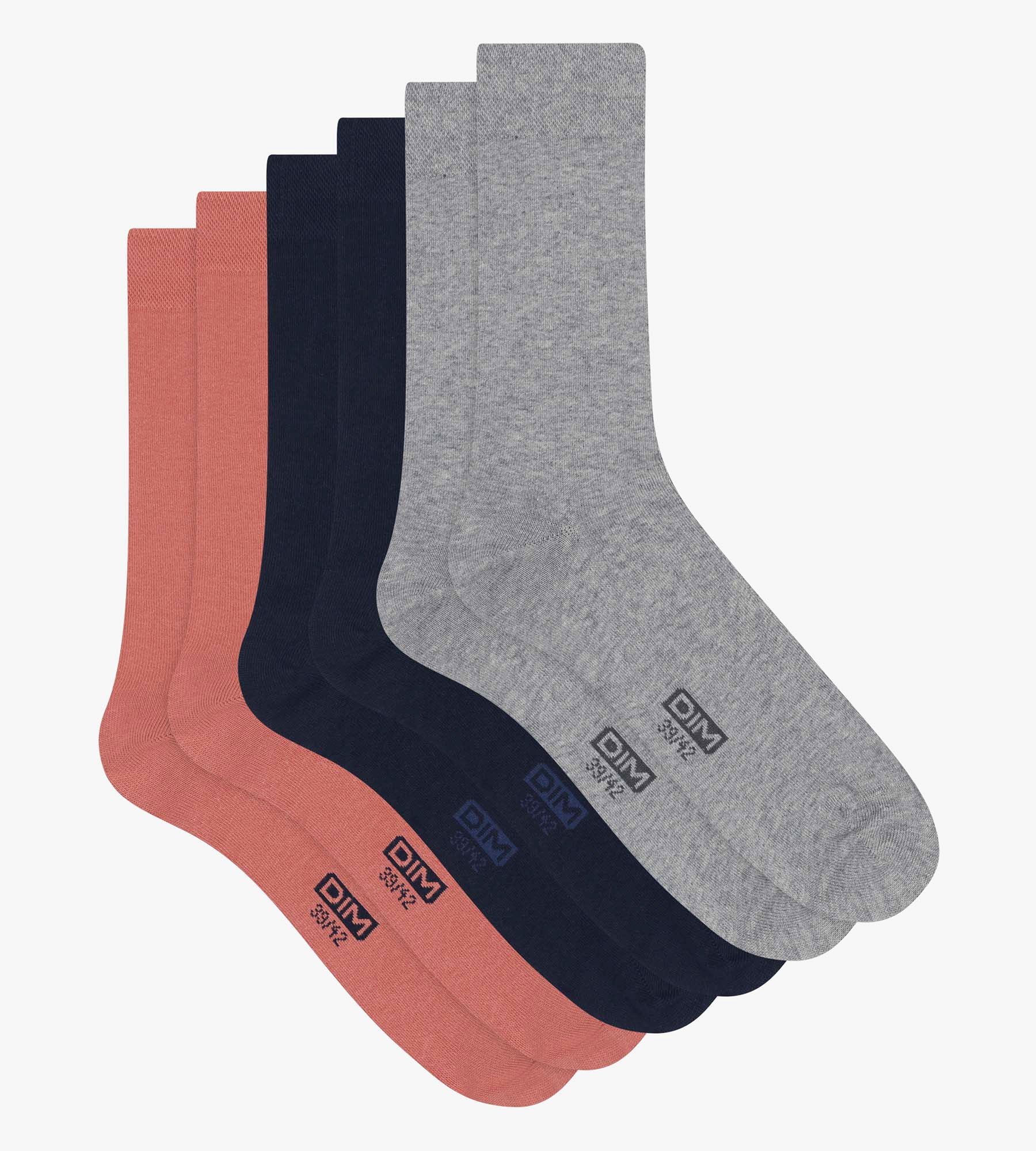 DIM Pack of 3 Pairs of Men's Cotton Socks Navy Pink Dim
